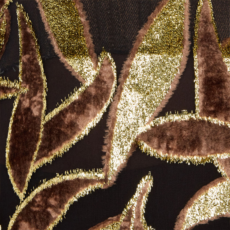 Chocolate Sheer Mini Dress with Foliage Motif 5