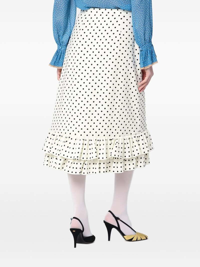 Polka-Dot Ruffled 짠 미디 스커트 5