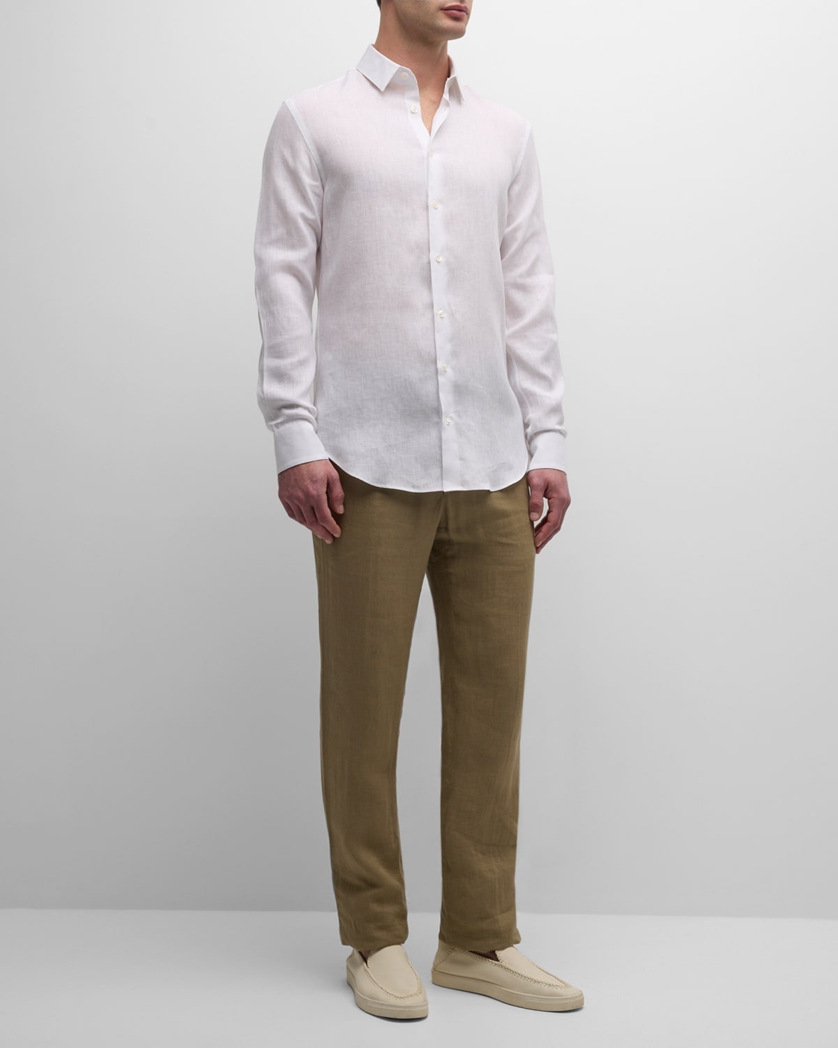 Men's Solid Linen Sport Shirt - 3