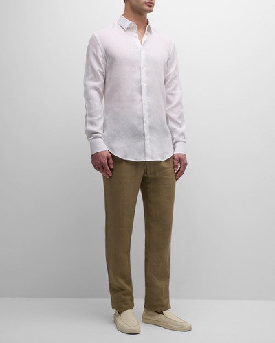 GIORGIO ARMANI Men's Solid Linen Sport Shirt outlook