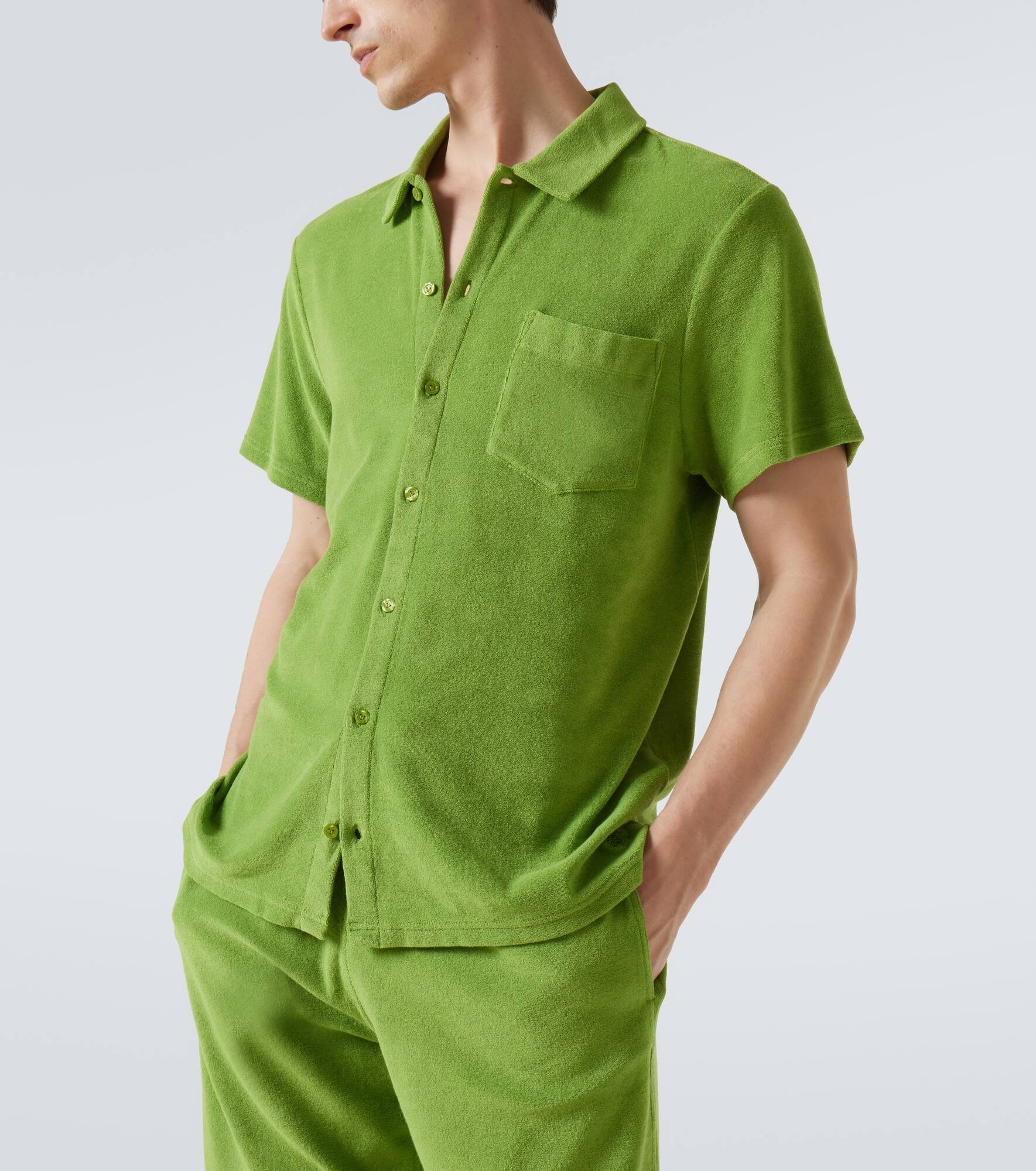 Cotton-blend terry bowling shirt - 5