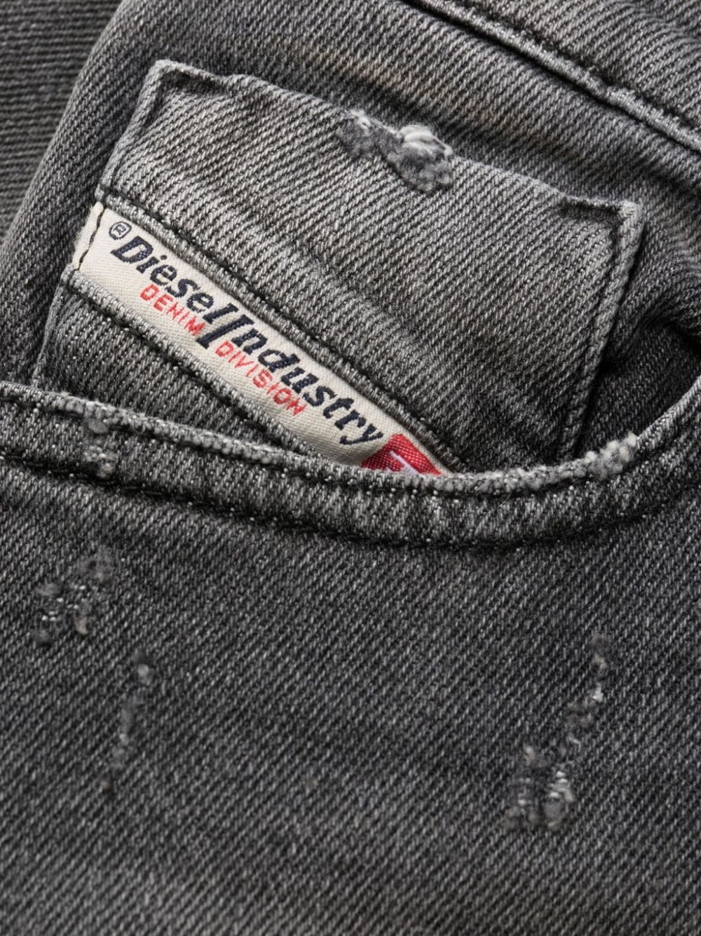 distressed straight-leg jeans - 6
