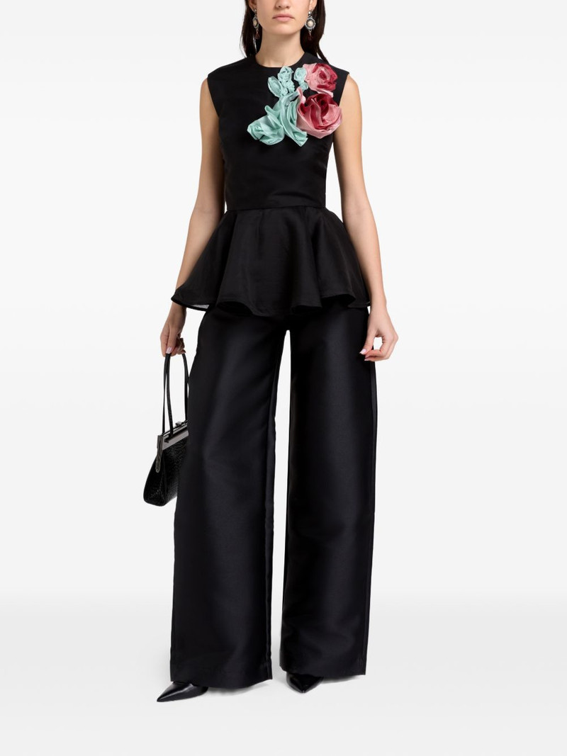 MARQUES’ALMEIDA floral-appliqué peplum top outlook