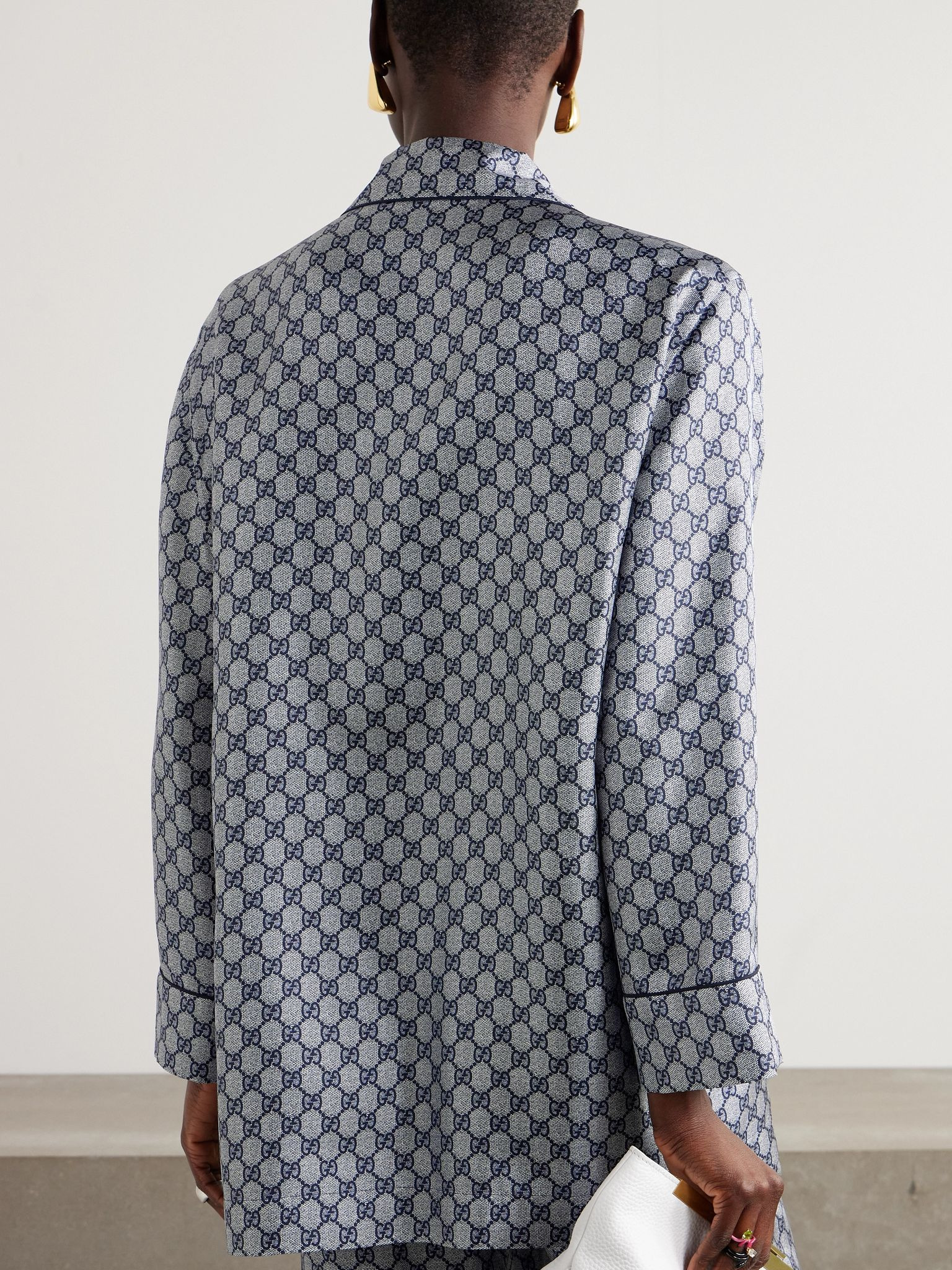 GG Supreme printed silk-twill pajama shirt Blue - 4