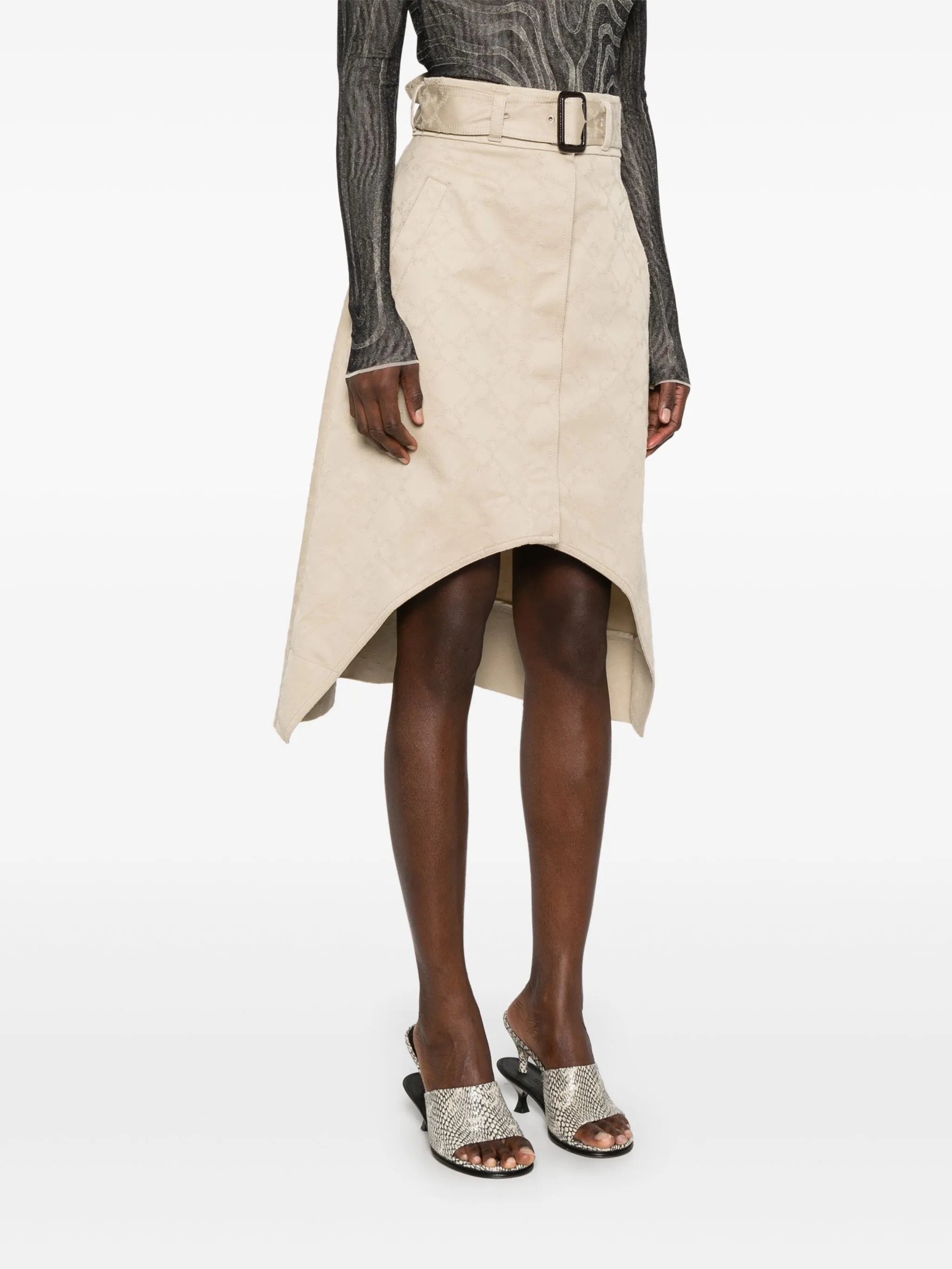 monogram 72 asymmetric midi skirt - 3