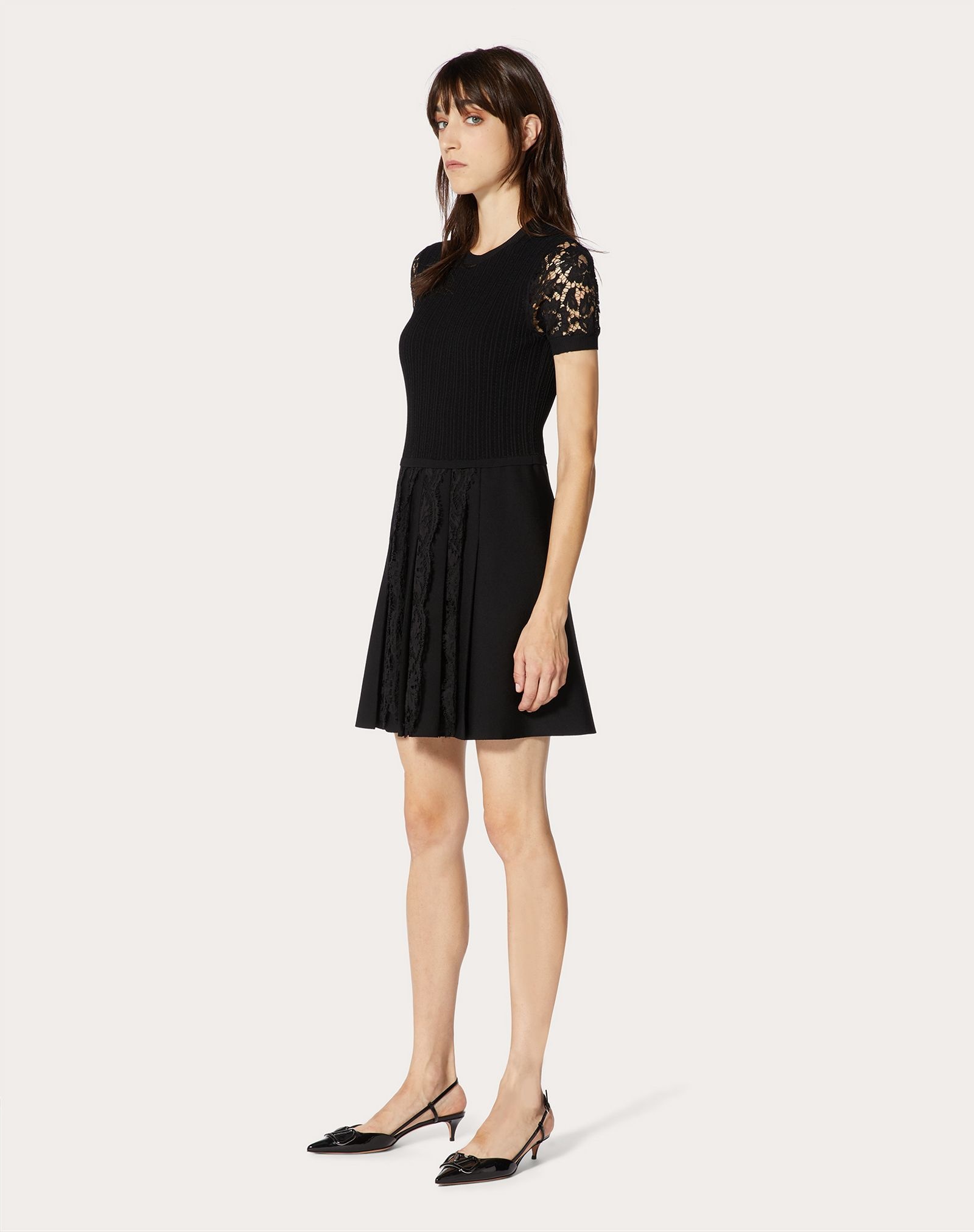 Stretch-Viscose and Heavy Lace Knitted Dress - 2