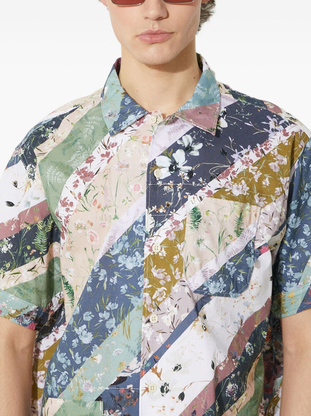 floral-patchwork short-sleeve shirt - 4