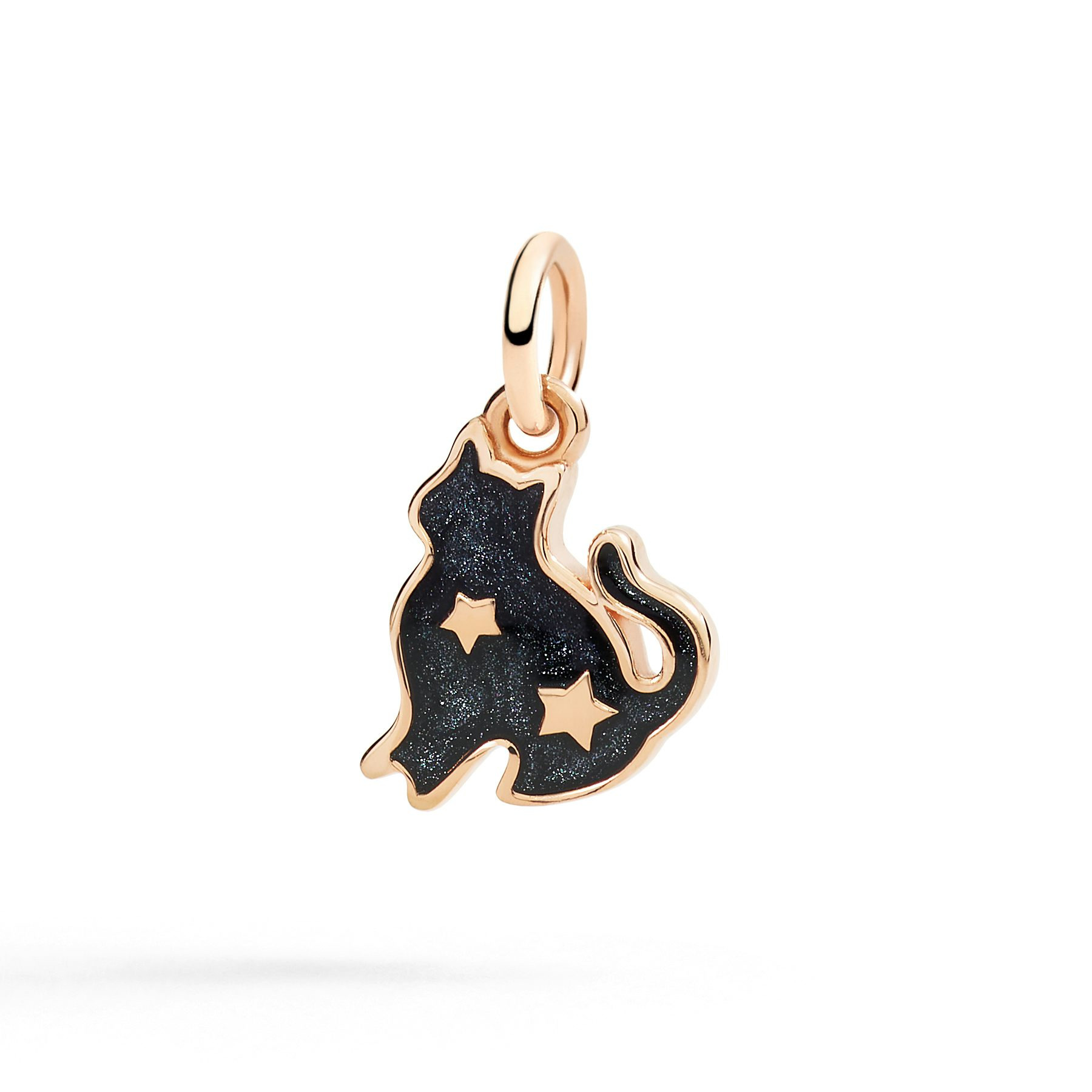 CAT CHARM ROSE GOLD & BLACK ENAMEL - 1