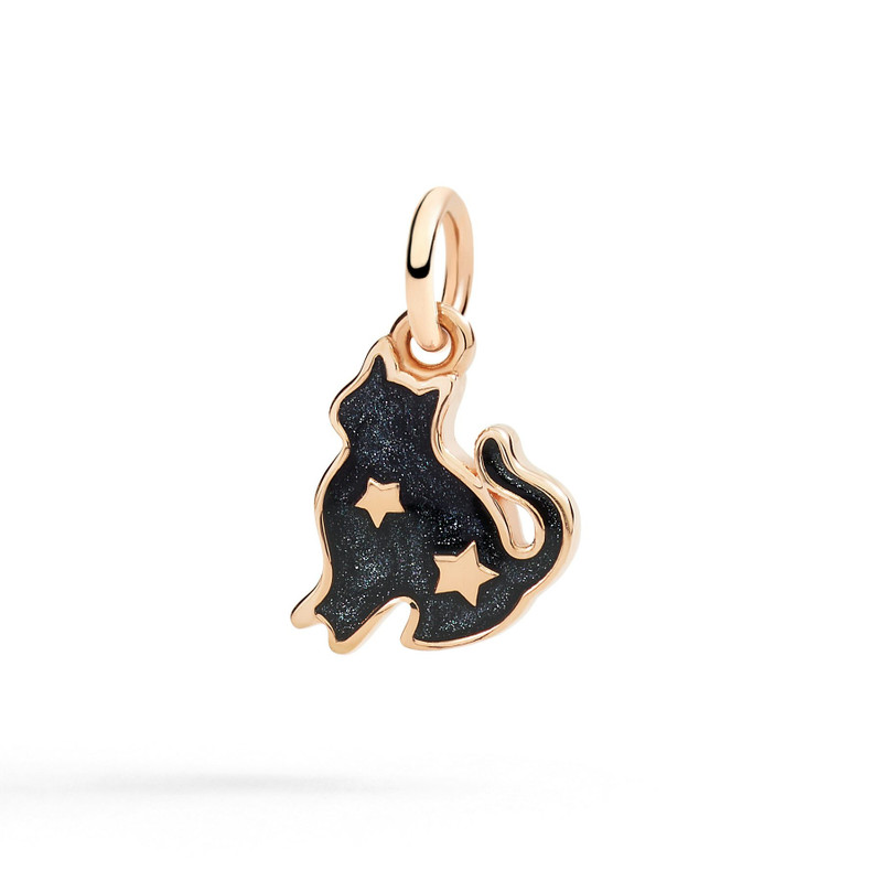 CAT CHARM ROSE GOLD & BLACK ENAMEL 1