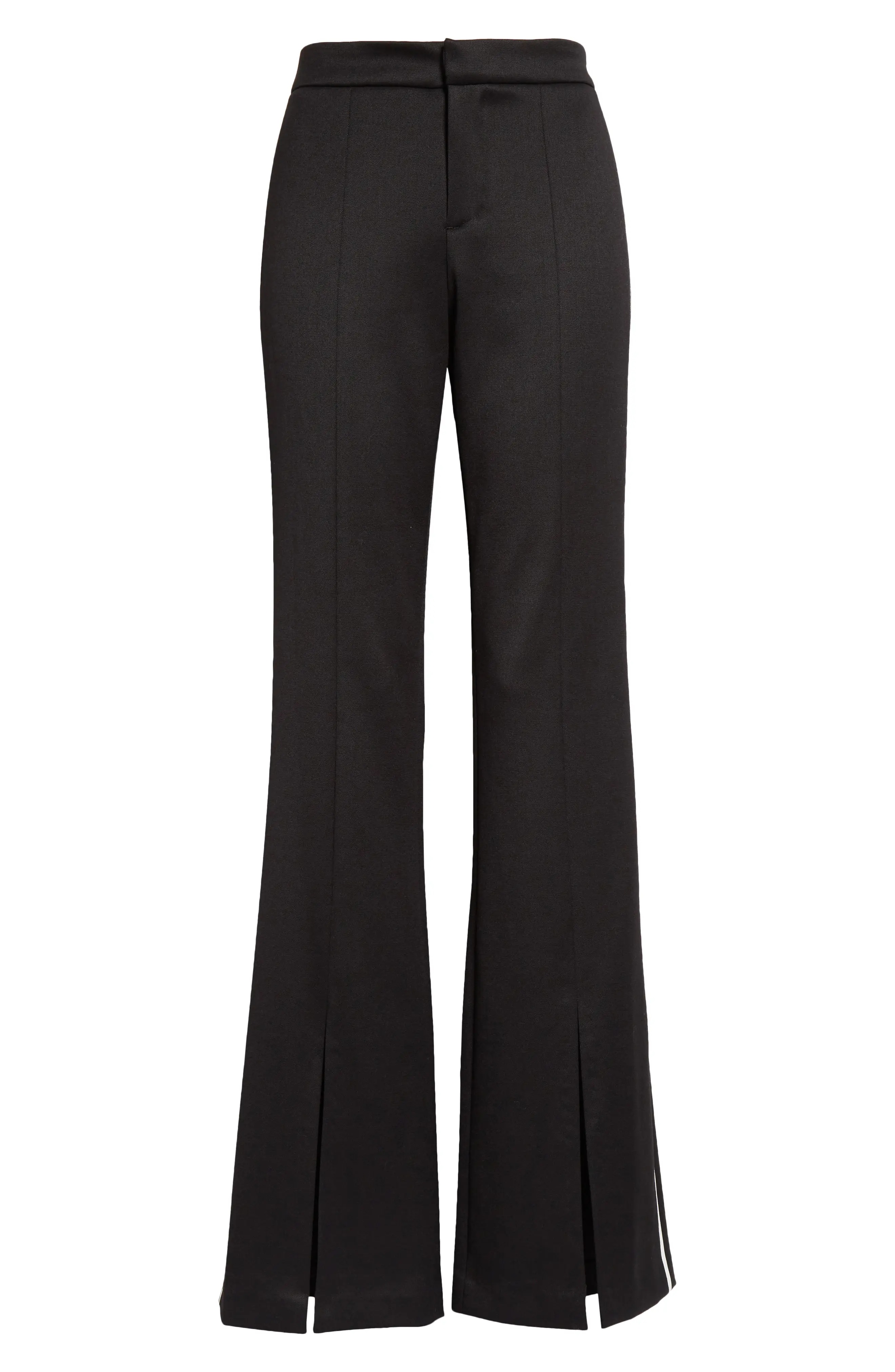 Princess Slit Hem Flare Pants in Black/Off White - 6