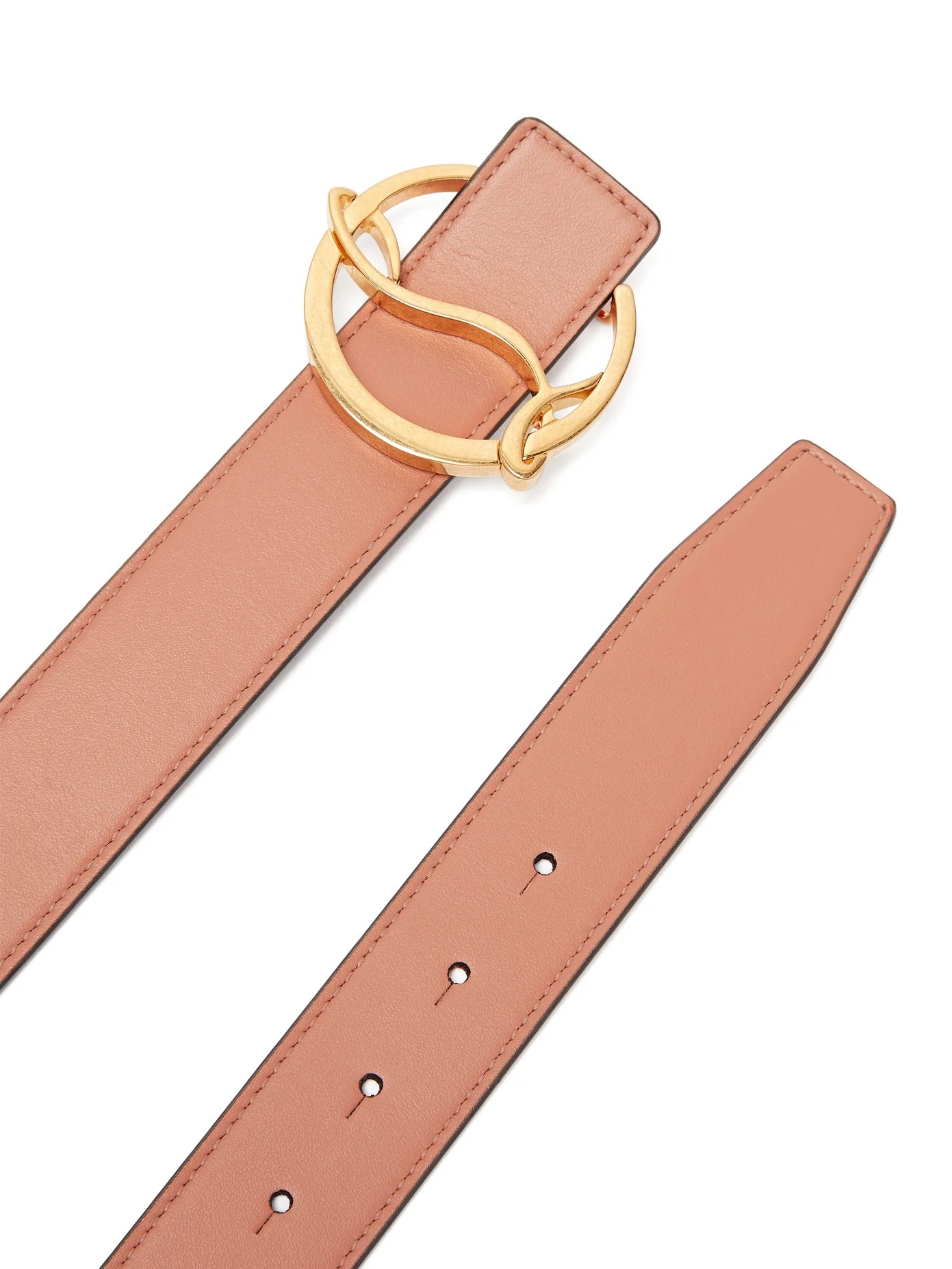 Monogram-buckle leather belt - 5