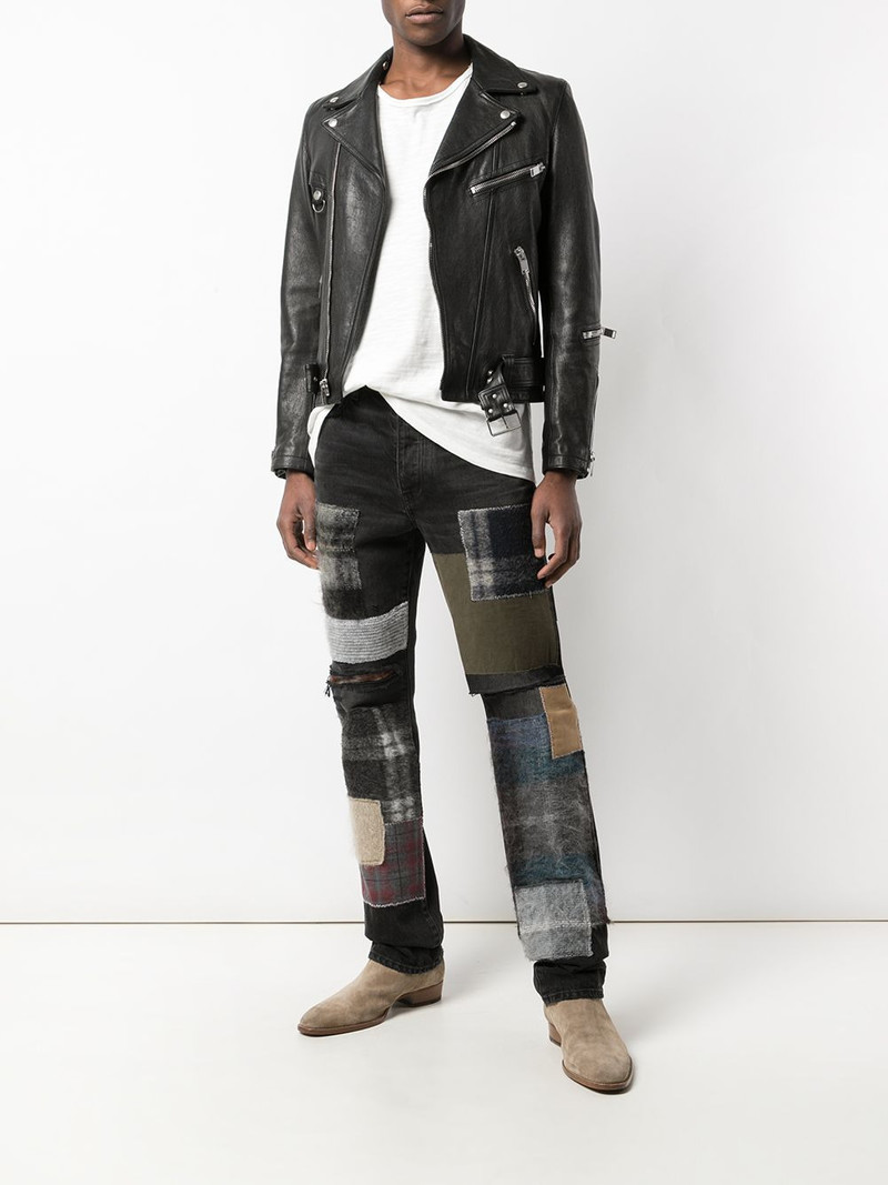 AMIRI mohair patchwork loose jeans outlook
