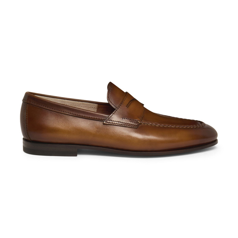 Men's brown leather penny loafer - 1