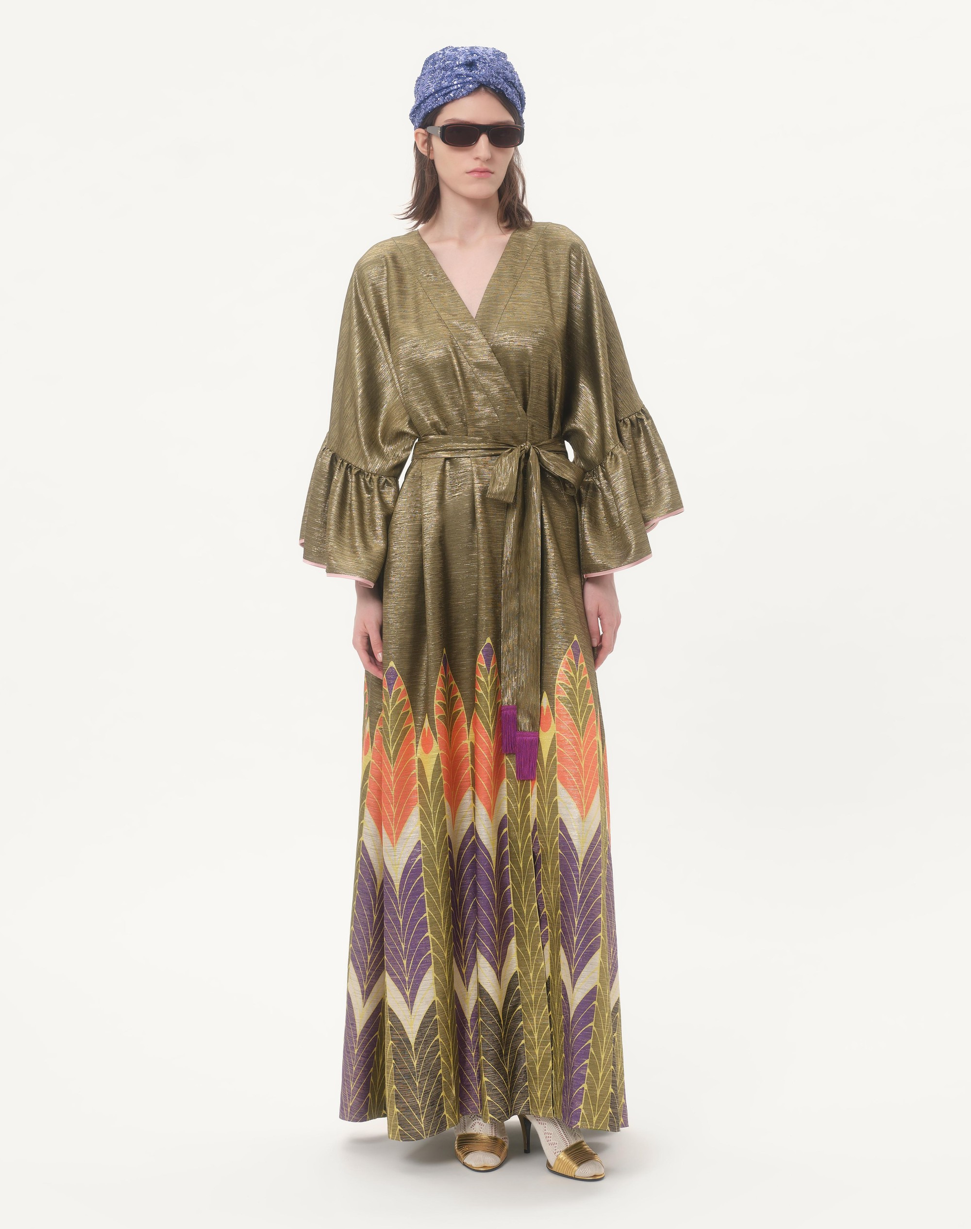 LONG LUREX DRESS WITH VOYAGE IMAGINAIRE PRINT - 2