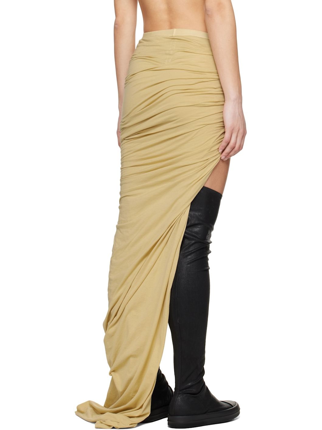 Beige Hollywood Soft Edfu Long Maxi Skirt - 3