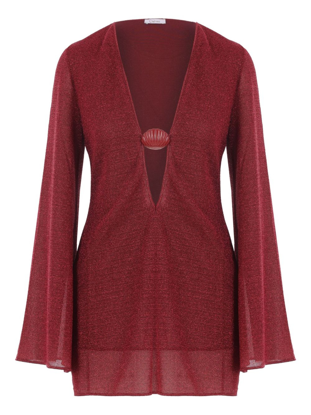 shell-detail flared-sleeve mini dress - 1