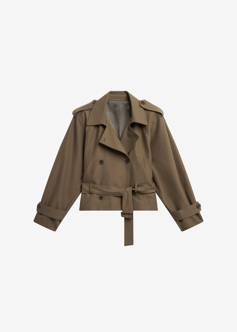 Kinsley Cropped Trench Jacket - Brown 1