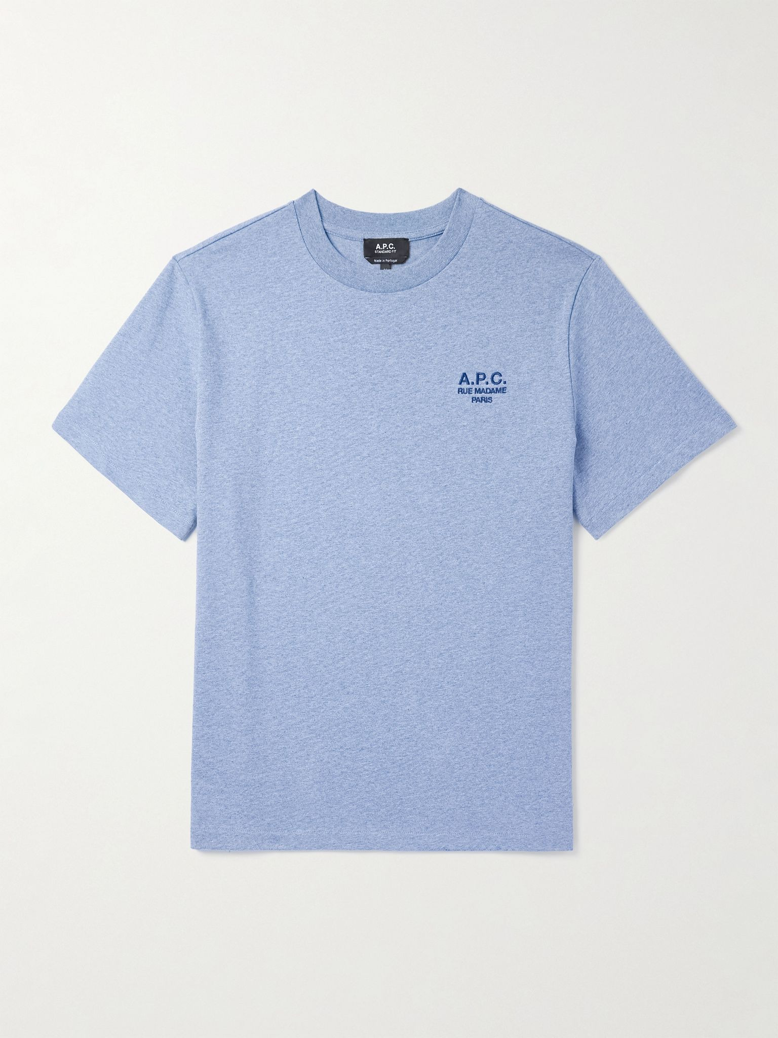 Logo-Embroidered Cotton-Jersey T-Shirt Blue - 1