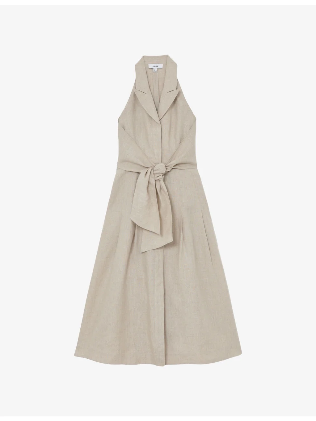 Tara Petite Tie-Waist Tailored Linen Midi Dress - 1
