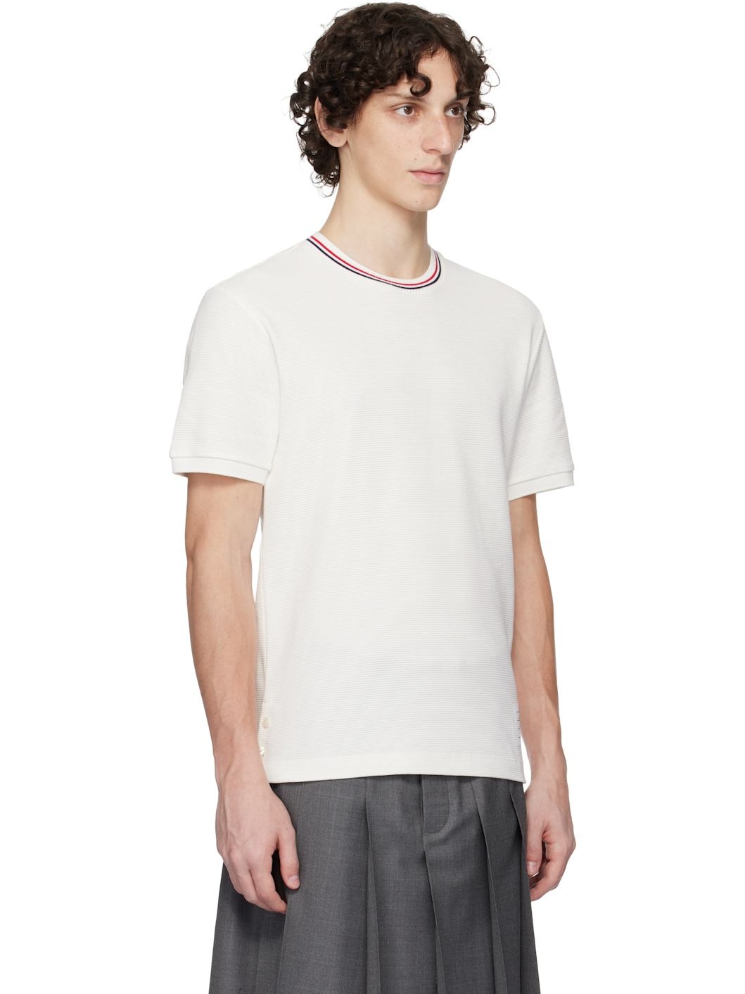 Off-White Cotton Waffle Rib Cuff T-shirt - 2