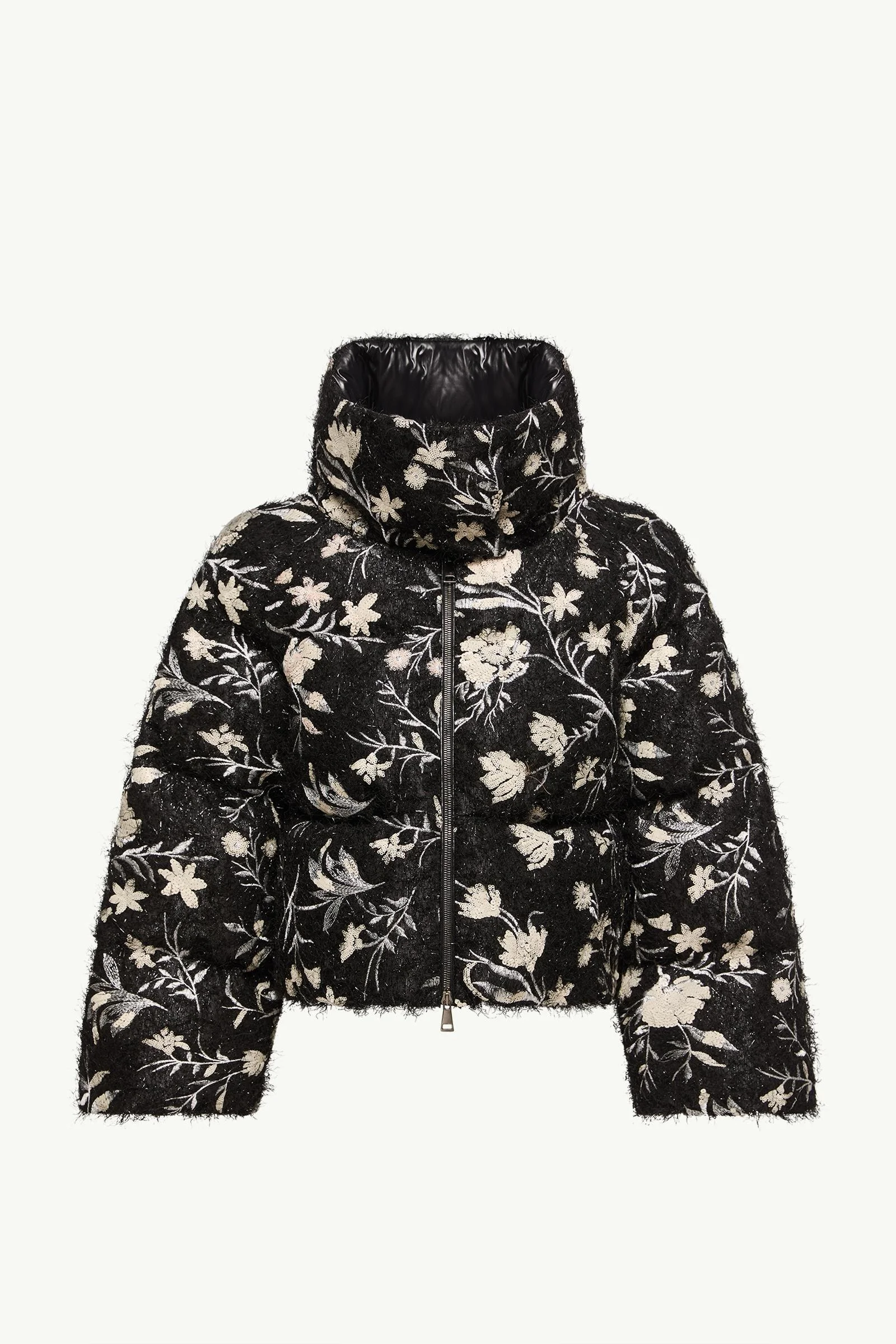 Perroquet Floral Sequin Short Down Jacket - 1
