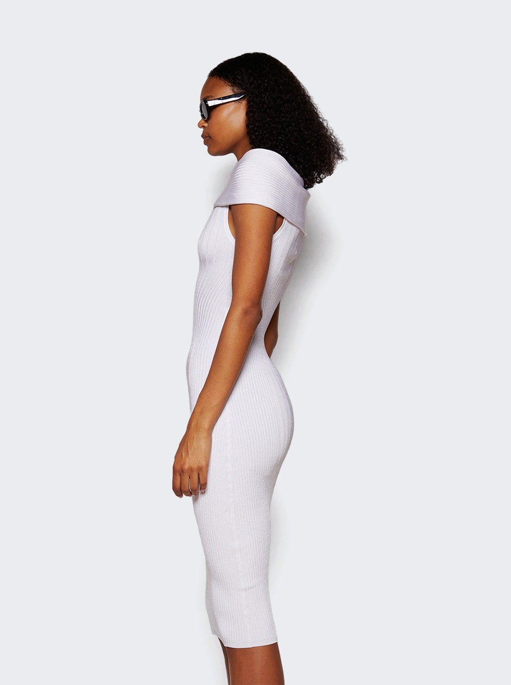 Off-shoulder Sculpting Dress Off-white - 4