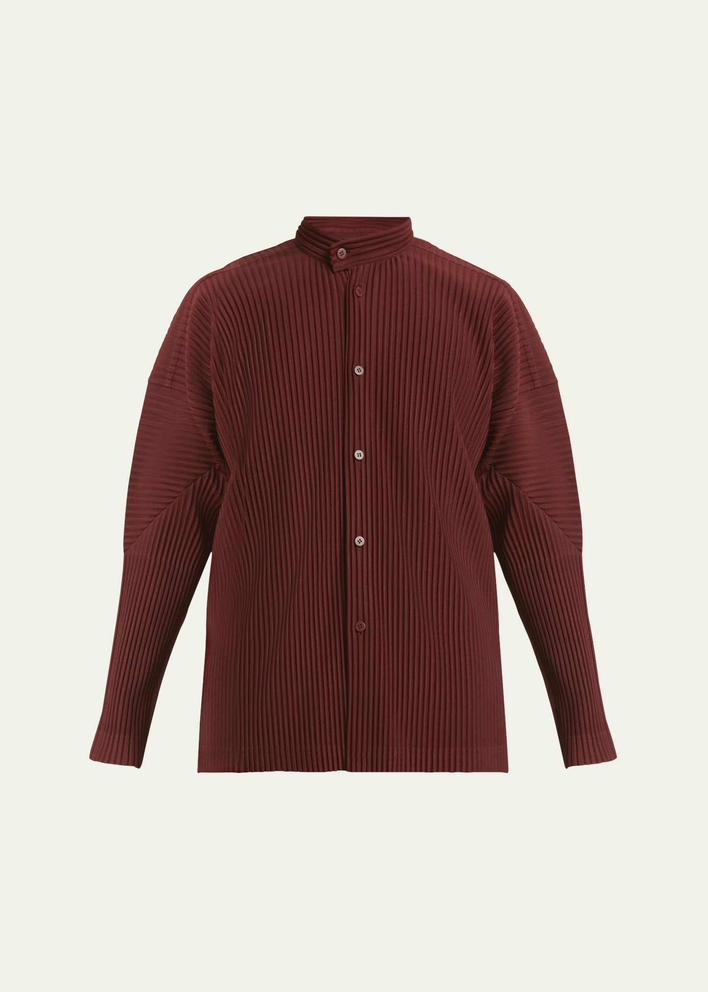 Men's Pleated Band-Collar Sport Shirt - 1