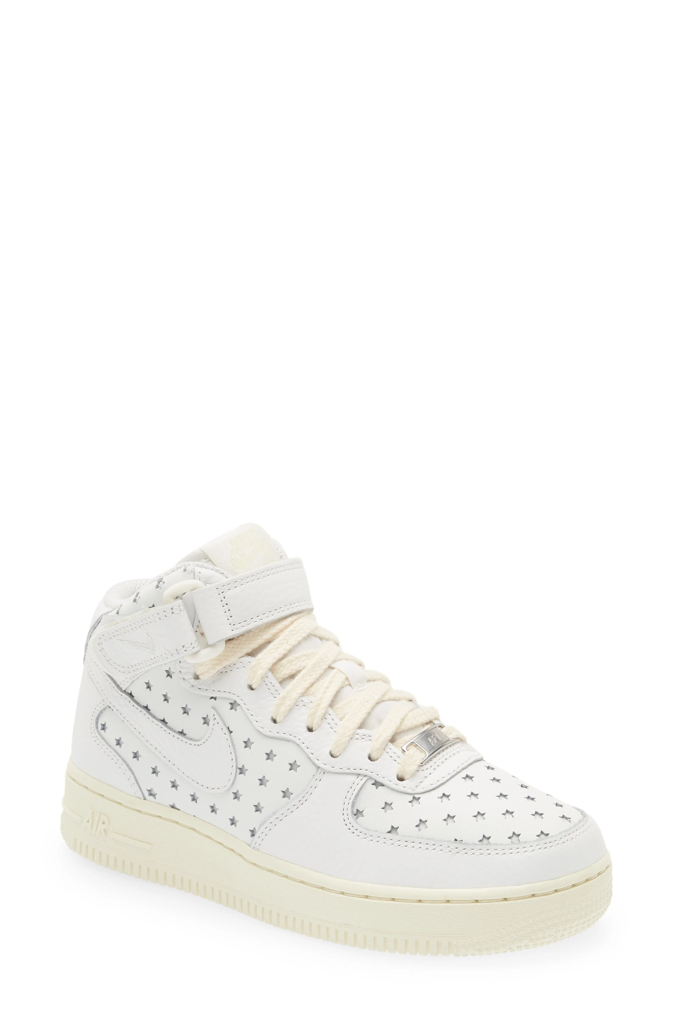 Nike Air Force 1 Perforated Mid Top Sneaker in Summit White /Coconut Milk at Nordstrom - 1
