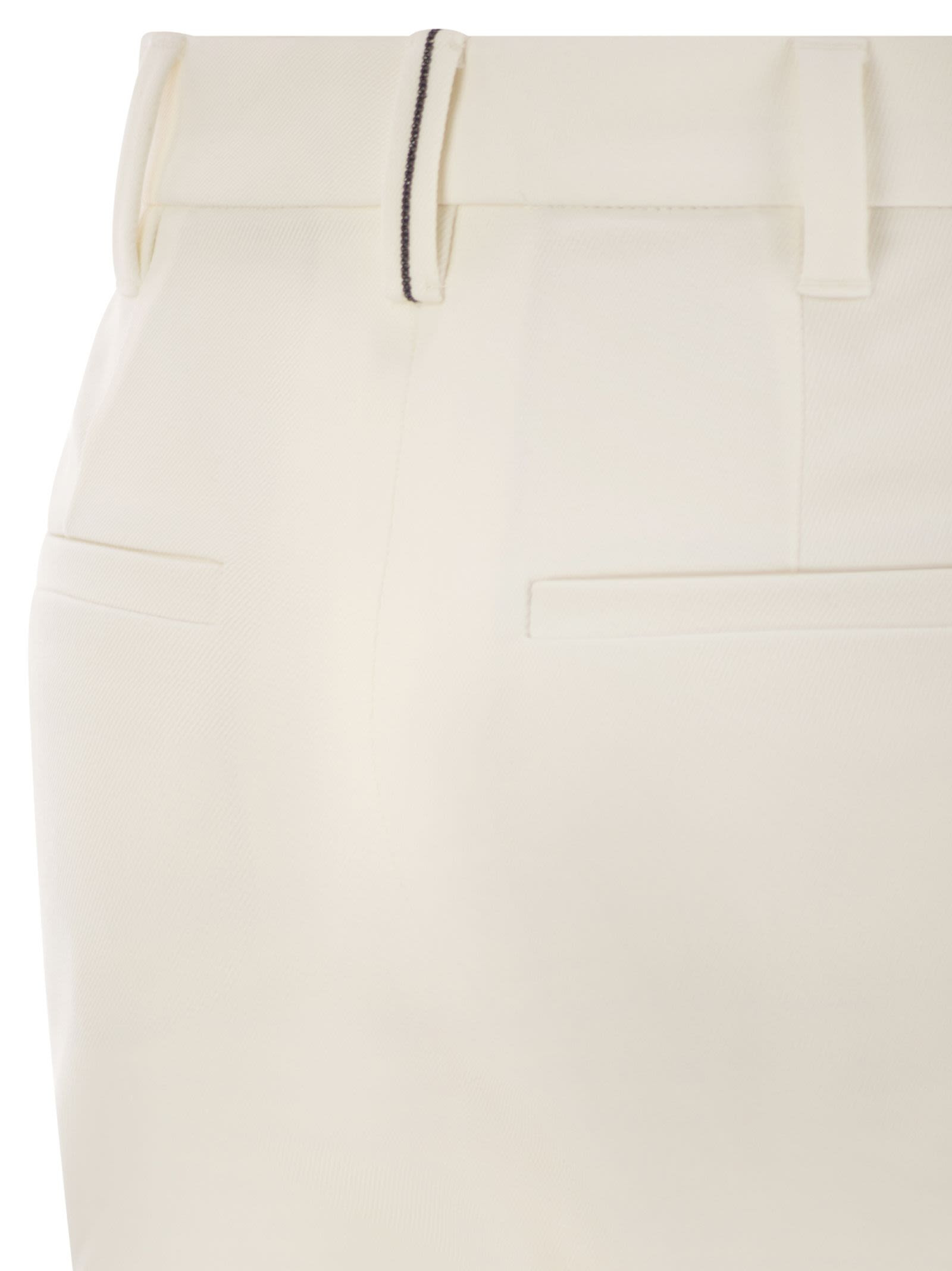 Brunello Cucinelli Women Cigarette Trousers In Stretch Cotton - 4