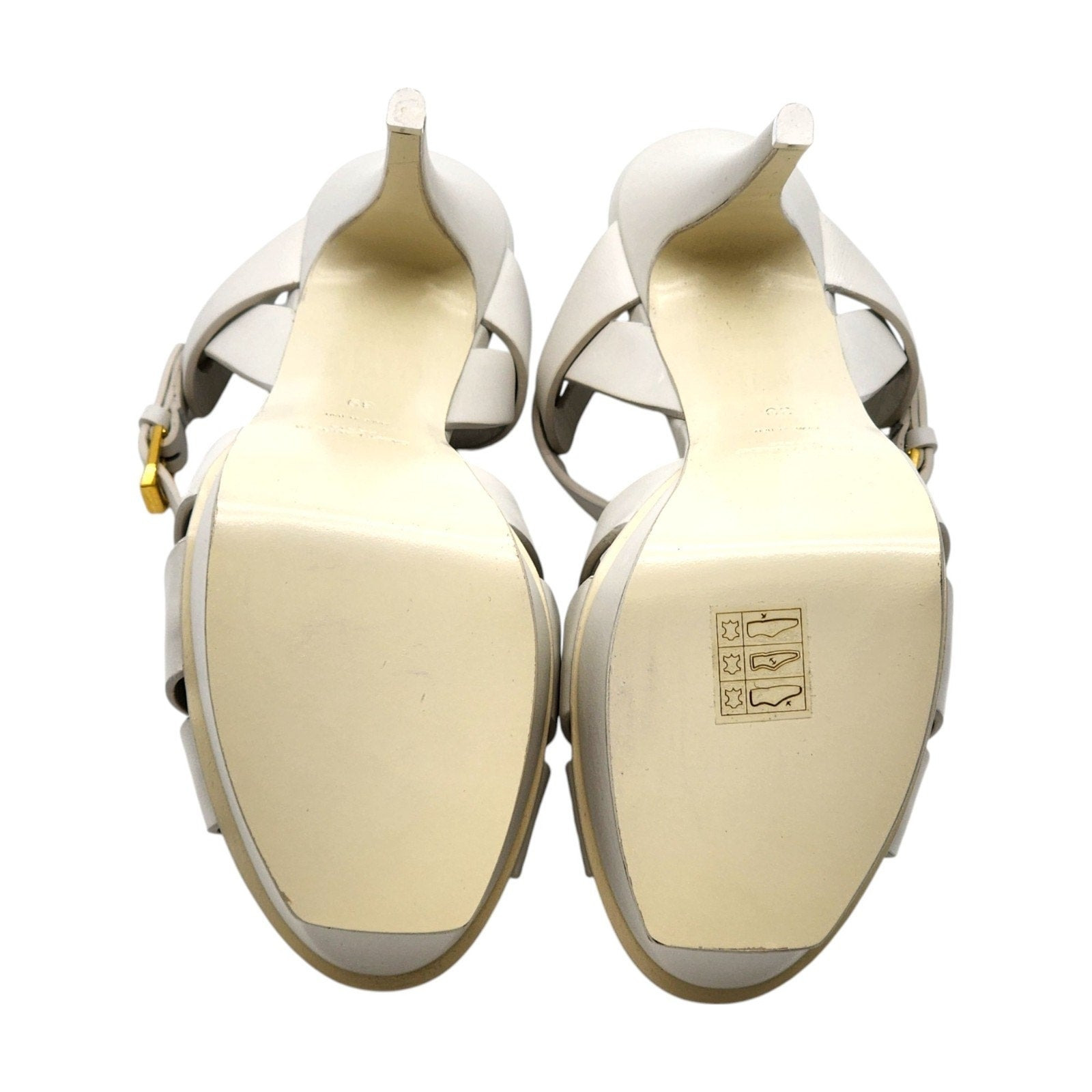 Saint Laurent Tribute Platform Leather Sandals Pumps White - 12