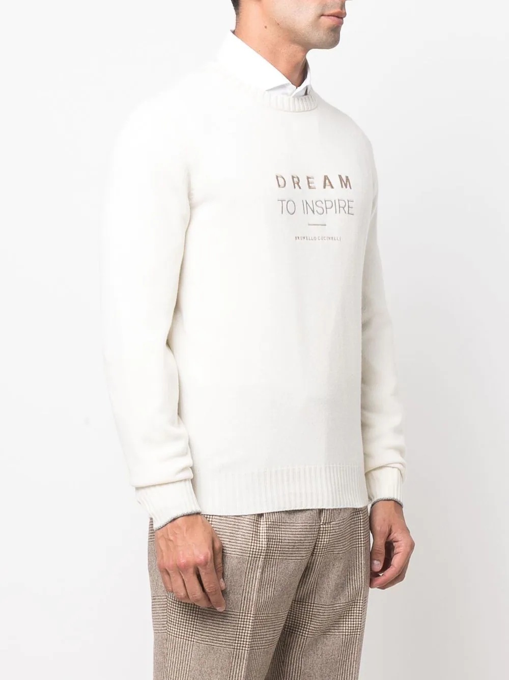 cashmere embroidered-slogan jumper - 3