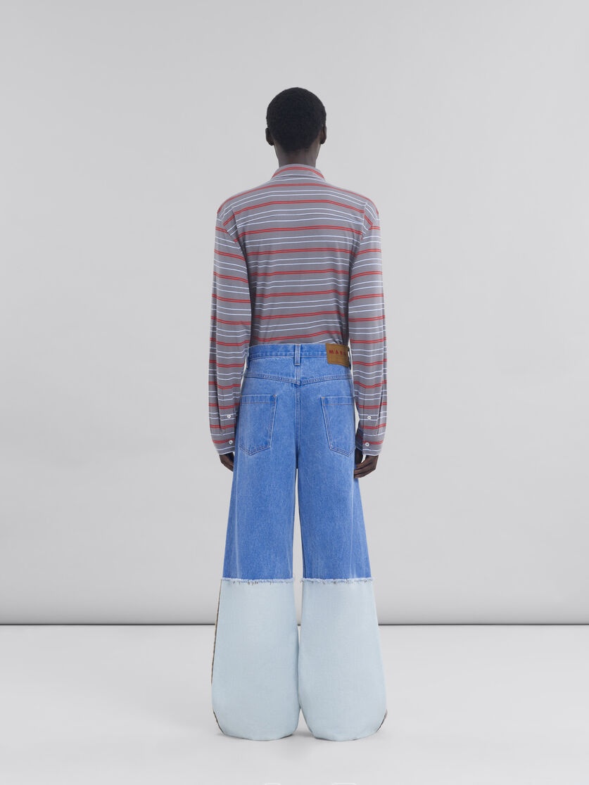 WIDE LEG BLUE JEANS WITH HIGH TURN-UP - 3