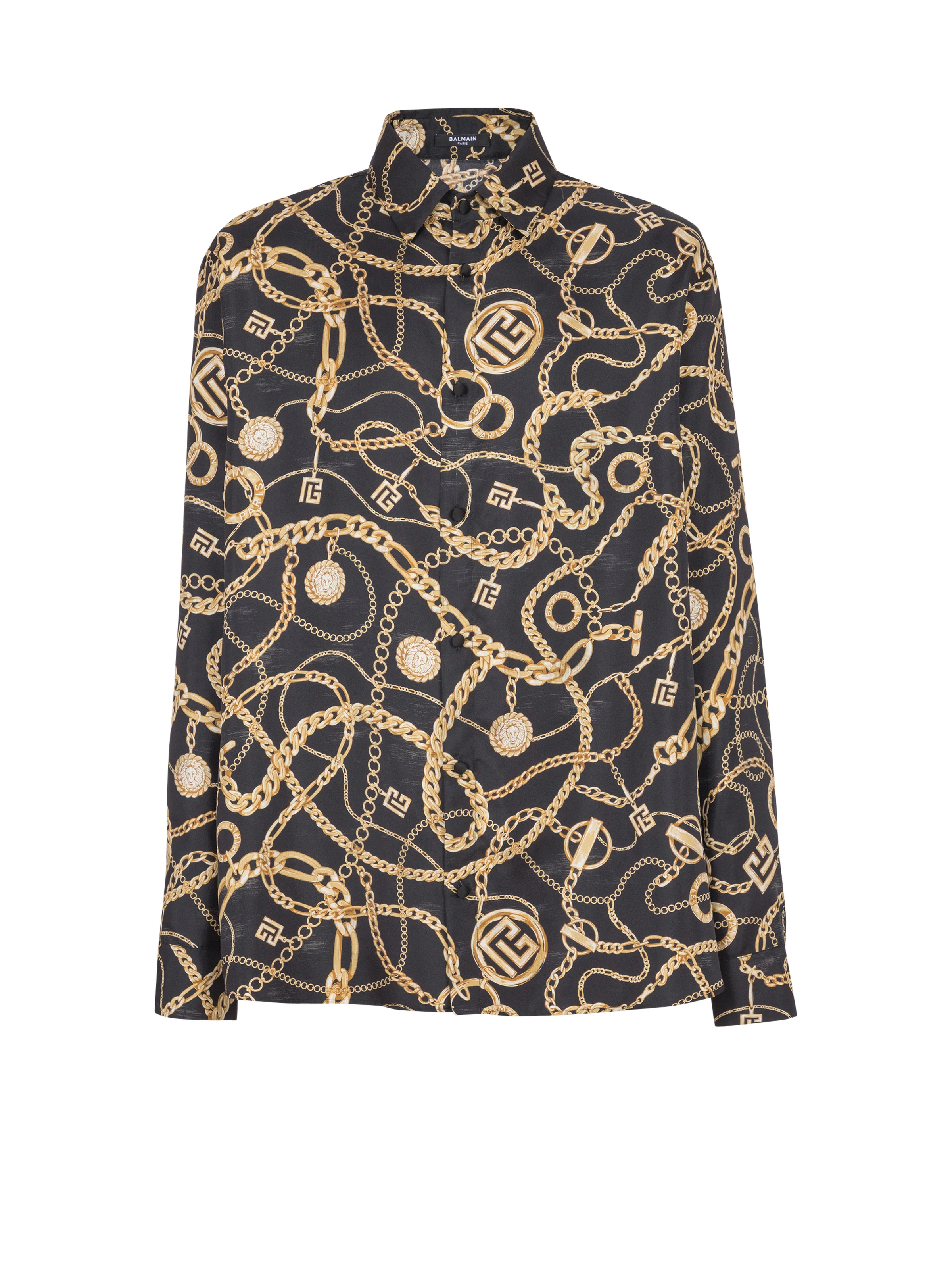 Printed silk shirt with Chaînes pattern - 1