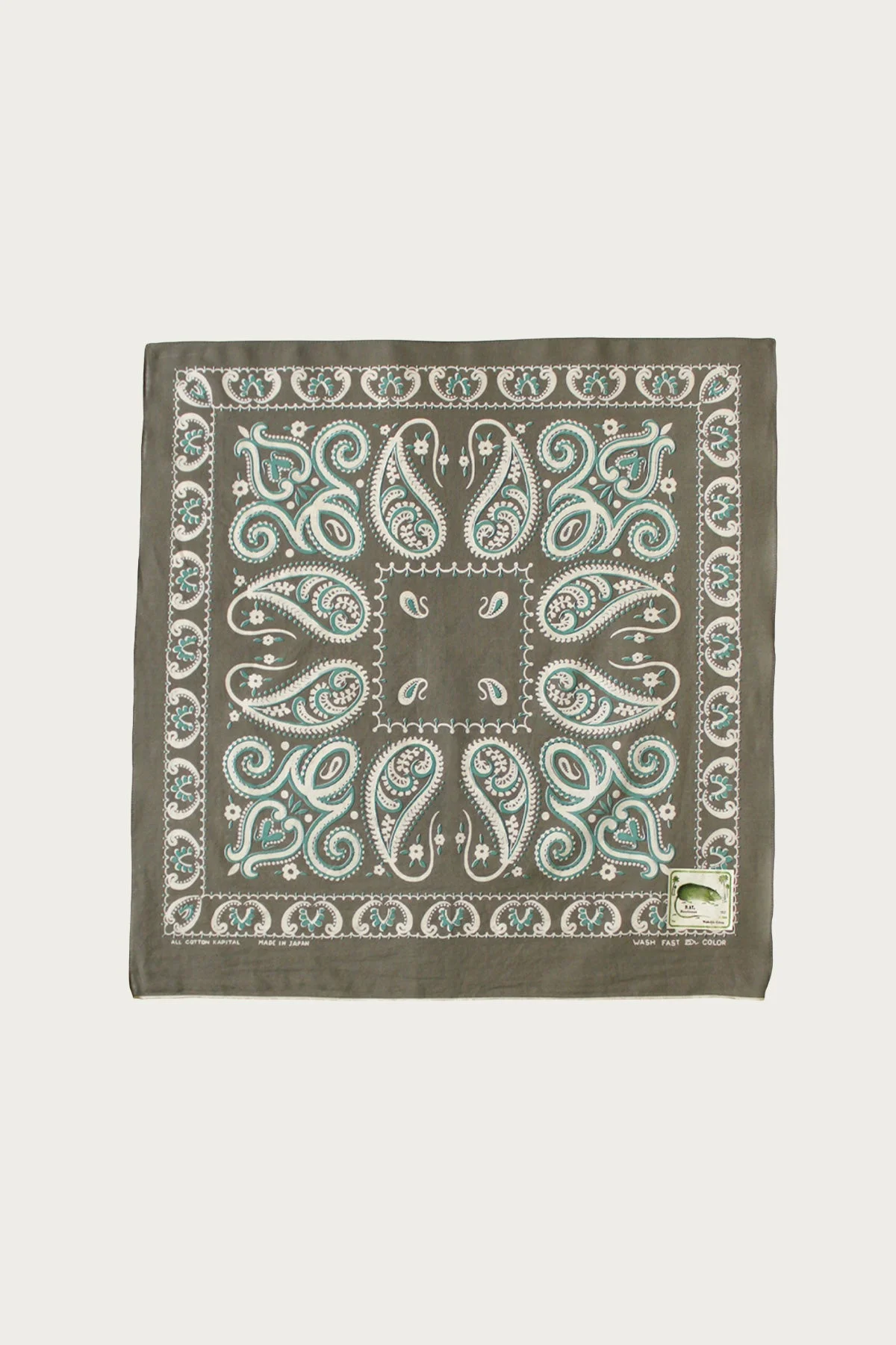 Fastcolor Selvedge Bandanna (SAMBO Paisely) 15x15 - Khaki - 1