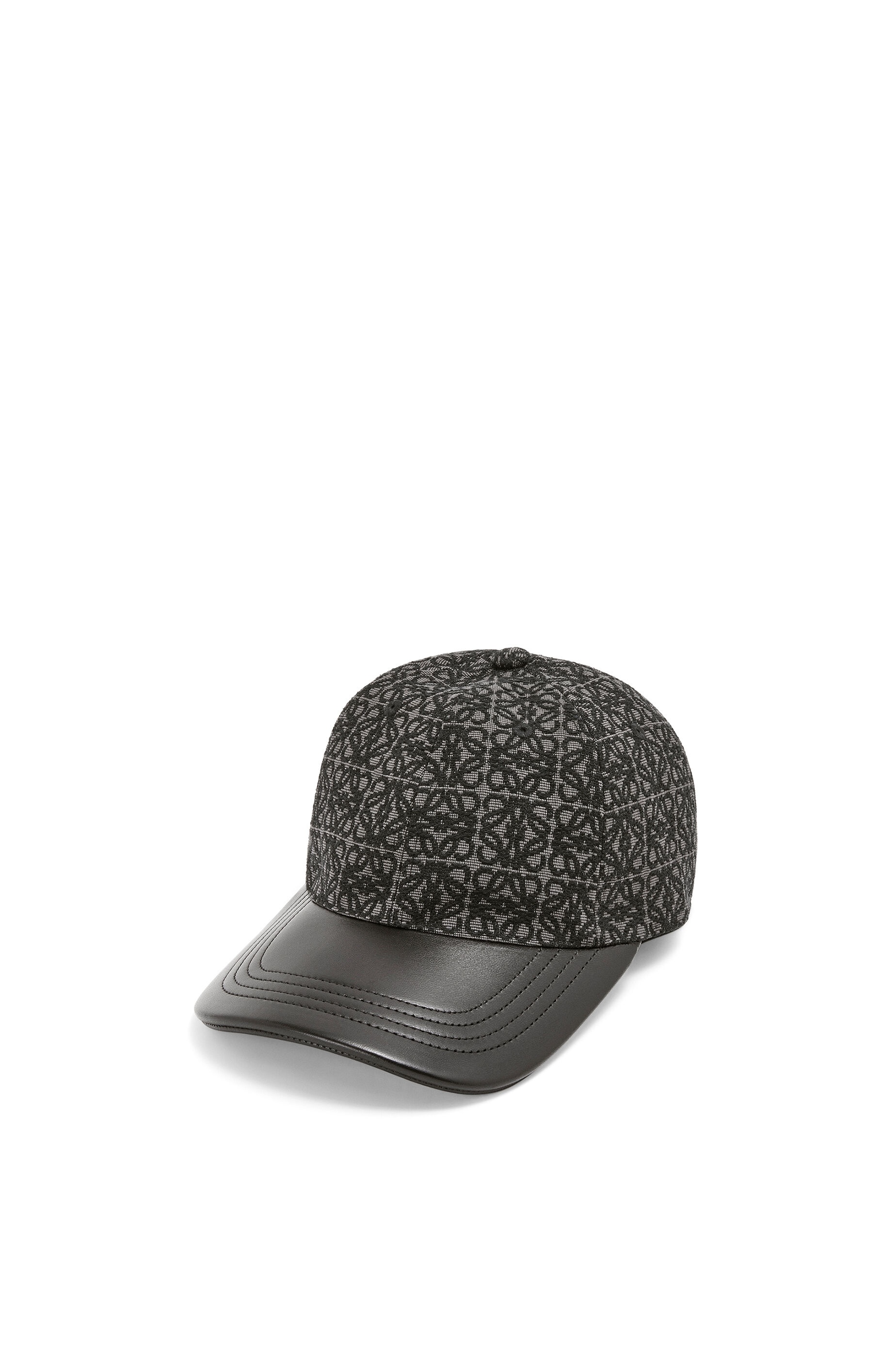 Anagram cap in jacquard and calfskin - 1