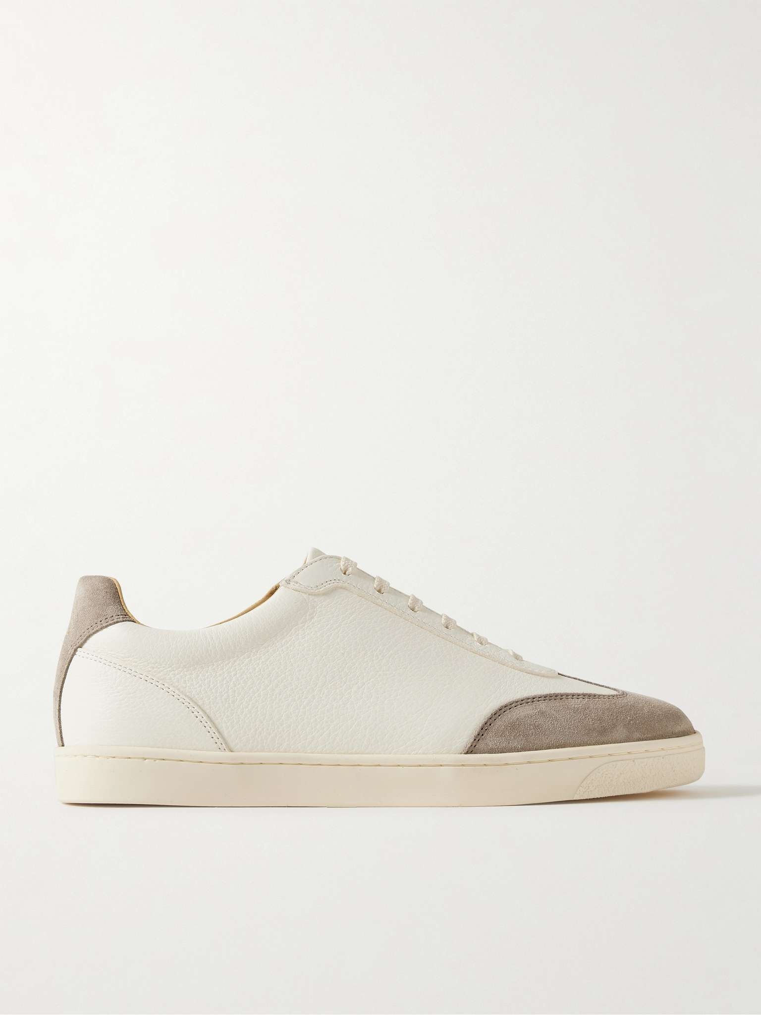 Suede-Trimmed Leather Sneakers - 1