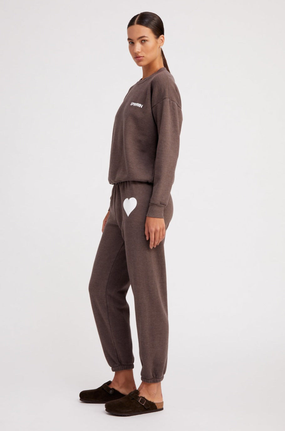 HEATHER BROWN HEART SWEATPANTS - 5