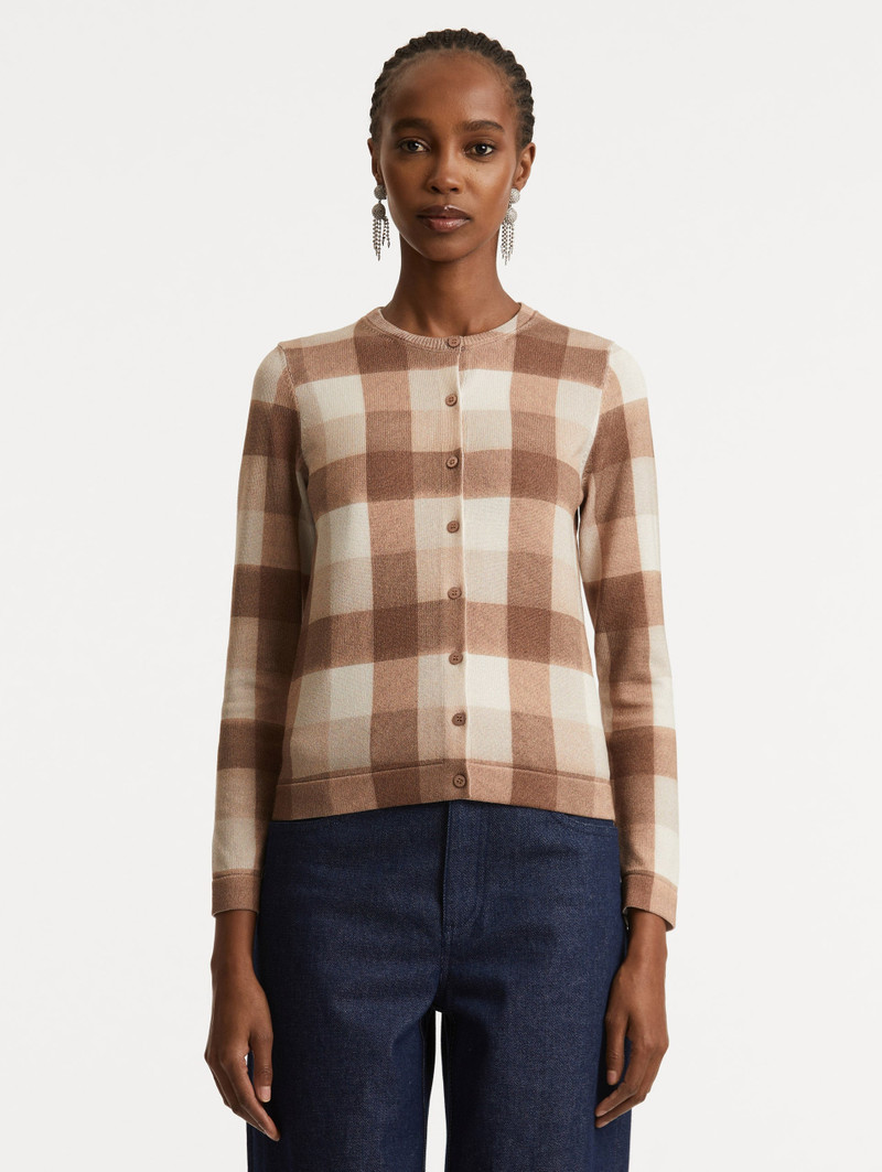 Oscar de la Renta PLAID PRINTED CARDIGAN outlook