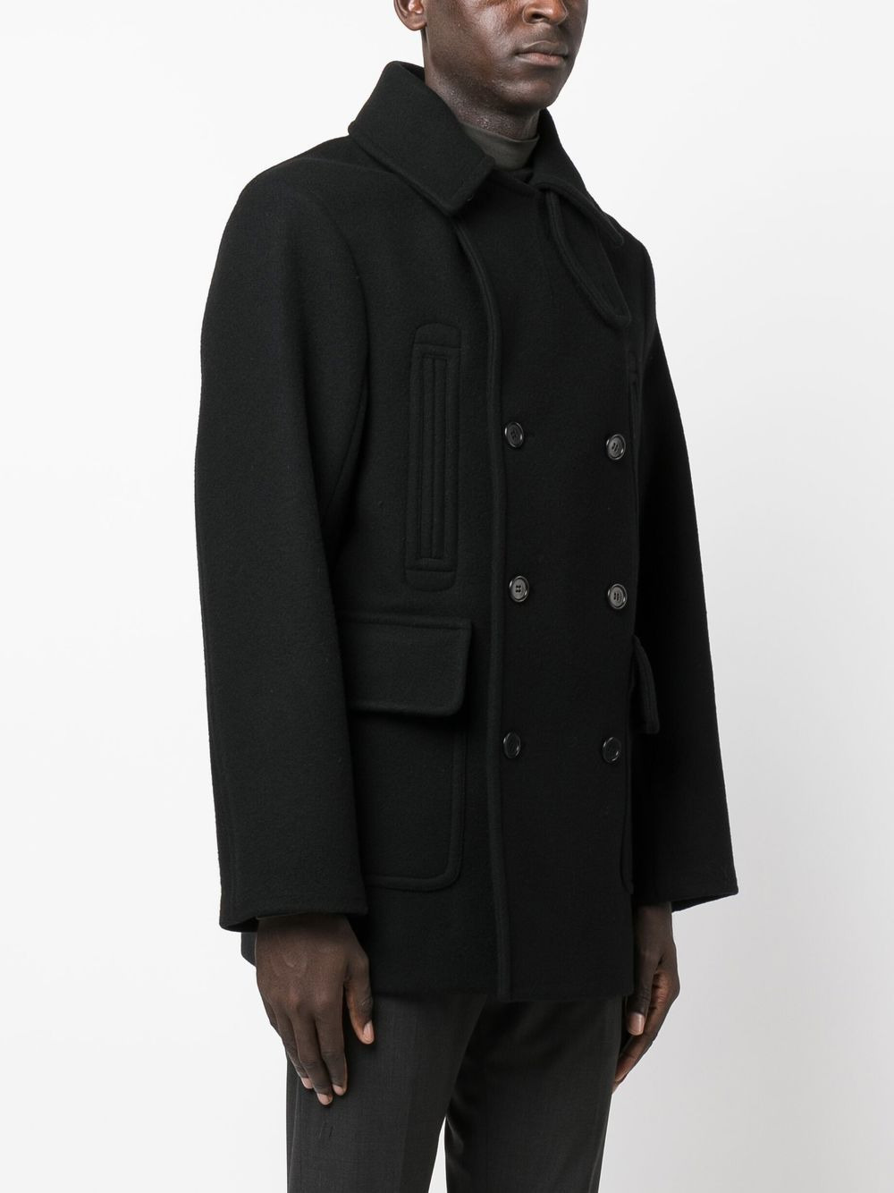 double breasted virgin wool coat - 3