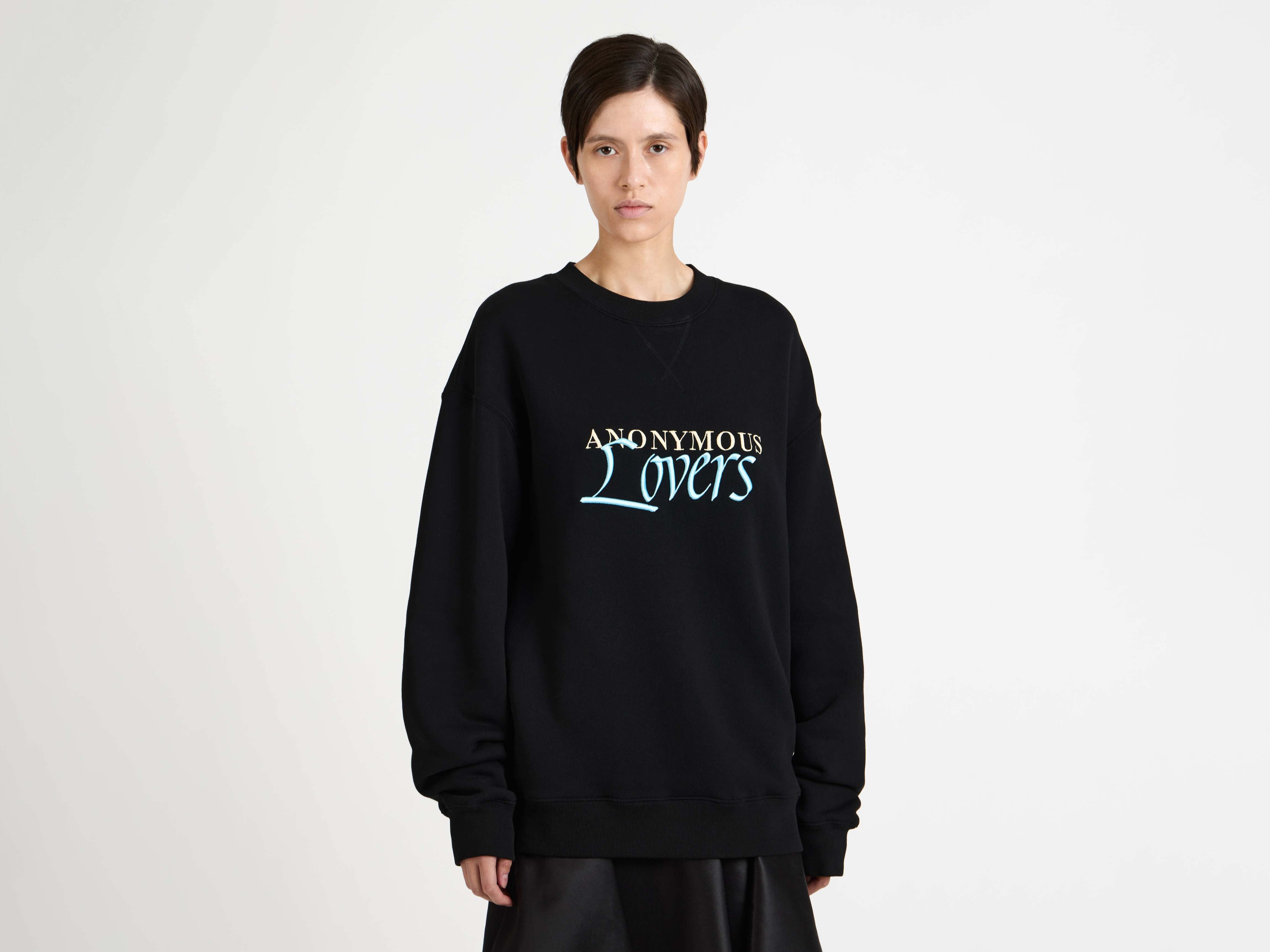 WOMENS 'ANONYMOUS LOVERS' SWEATSHIRT IN WASHED BLACK - 4