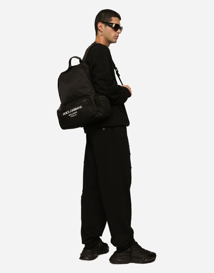 Nylon backpack with rubberized logo - 2