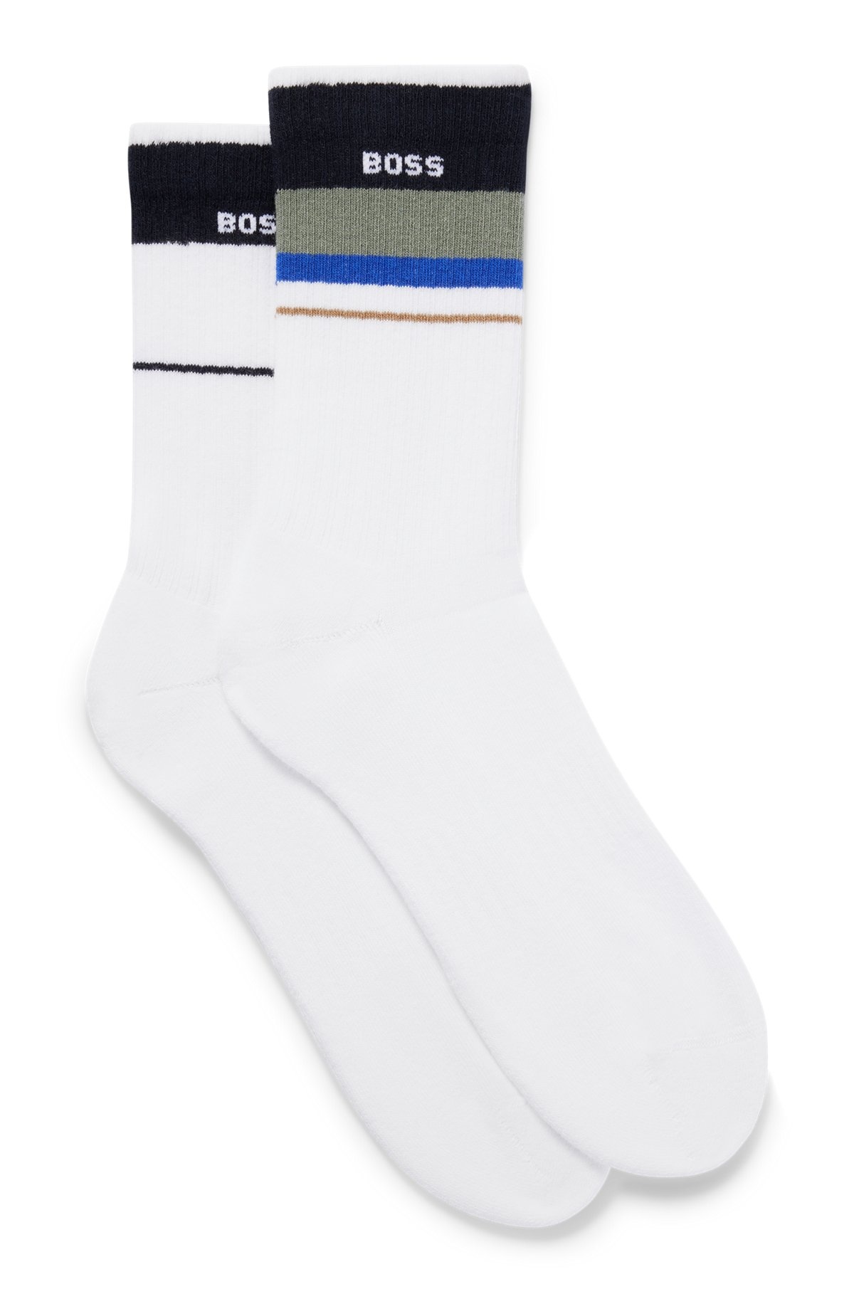 TWO-PACK OF QUARTER-LENGTH LOGO SOCKS WITH STRIPES - 1
