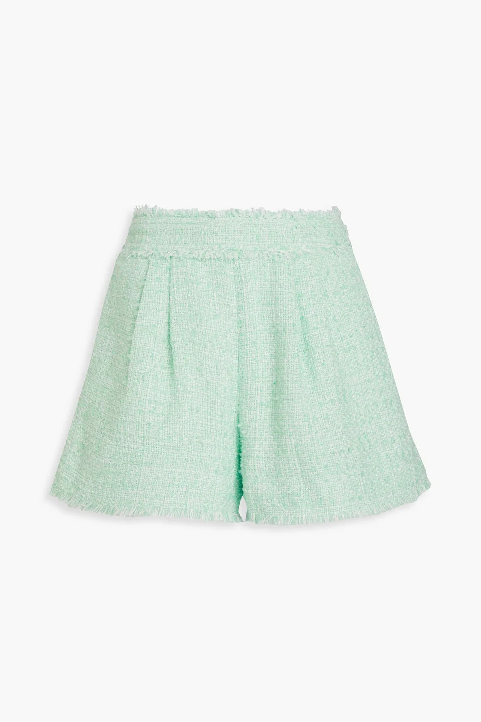 Emmeline pleated bouclé-tweed shorts - 1
