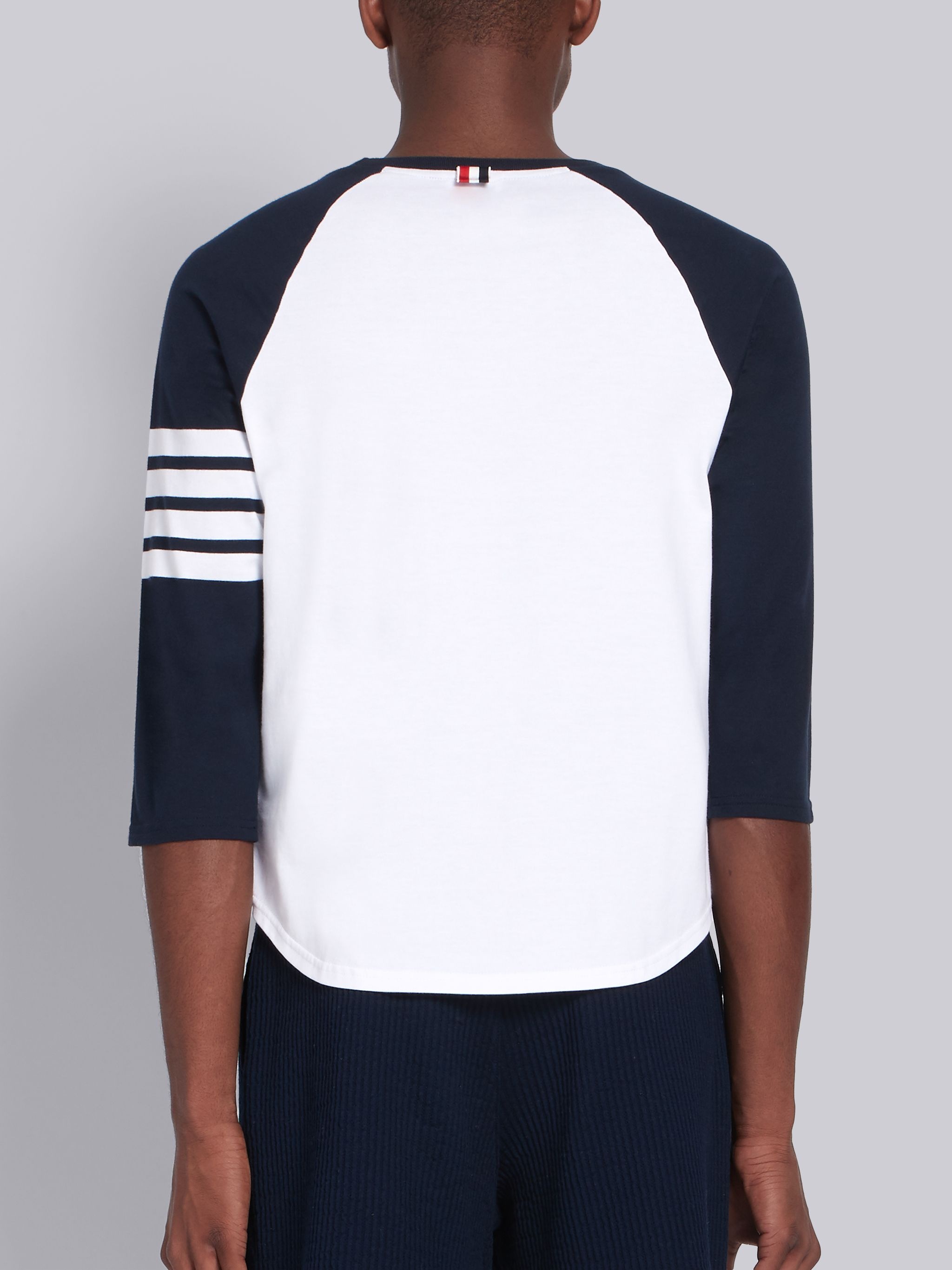 Navy Medium Weight Jersey 3/4 Sleeve 4-Bar Baseball Tee - 3