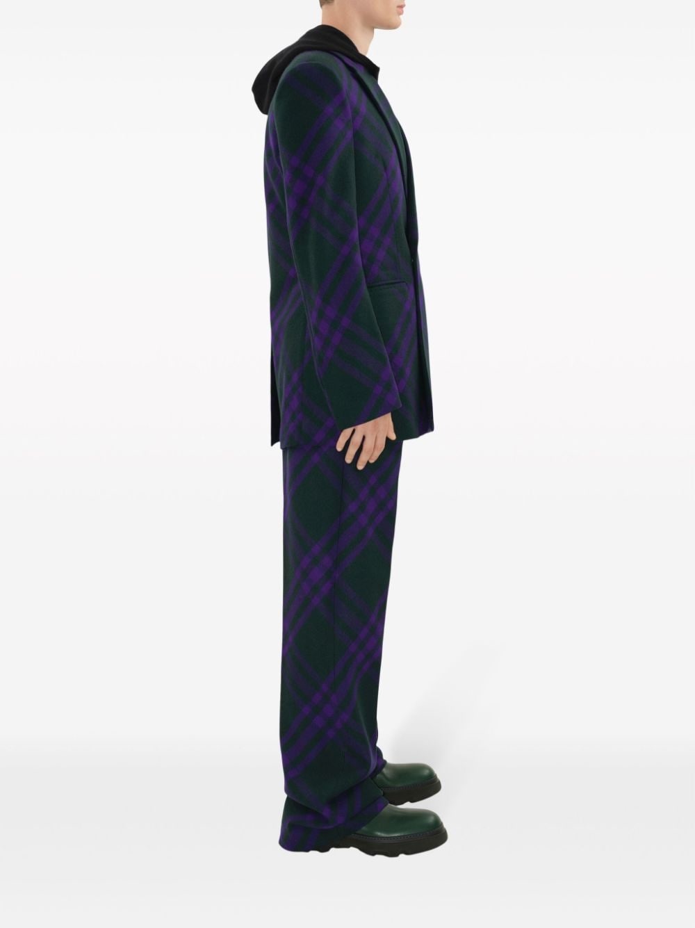 check-pattern wool trousers - 3