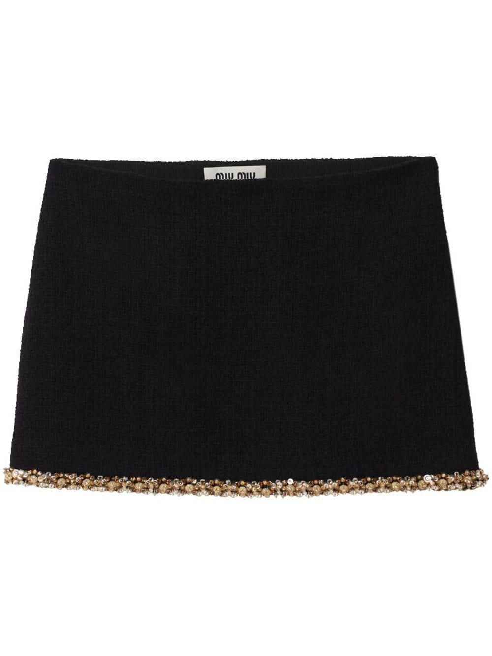 crystal-embellished tweed miniskirt - 1