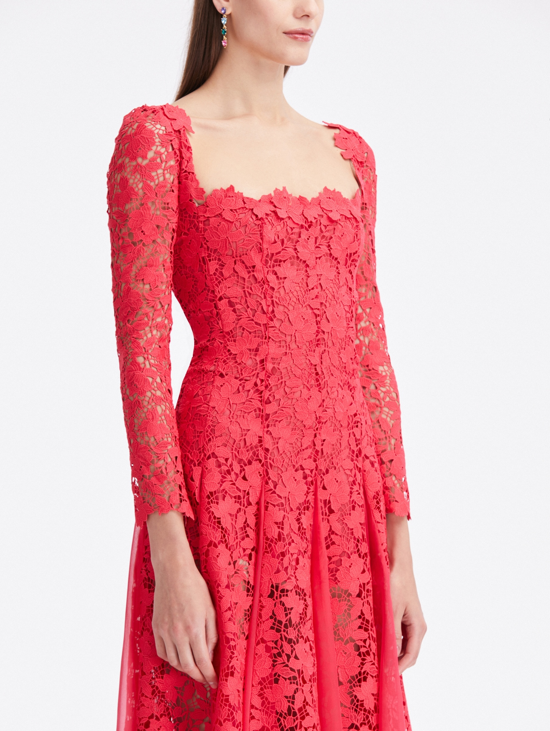 GARDENIA GUIPURE LACE MIDI DRESS - 3