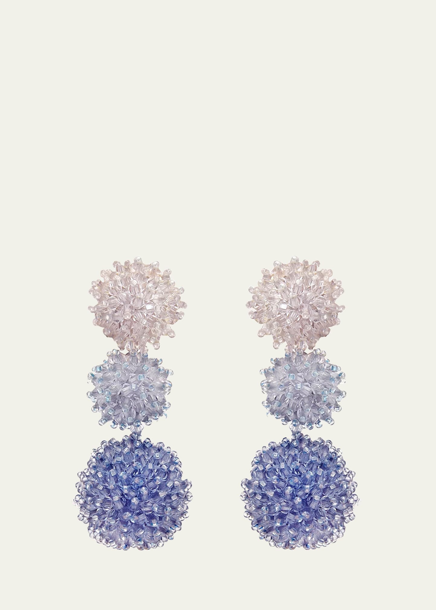 Triple Drop Pom-Pom Earrings - 1