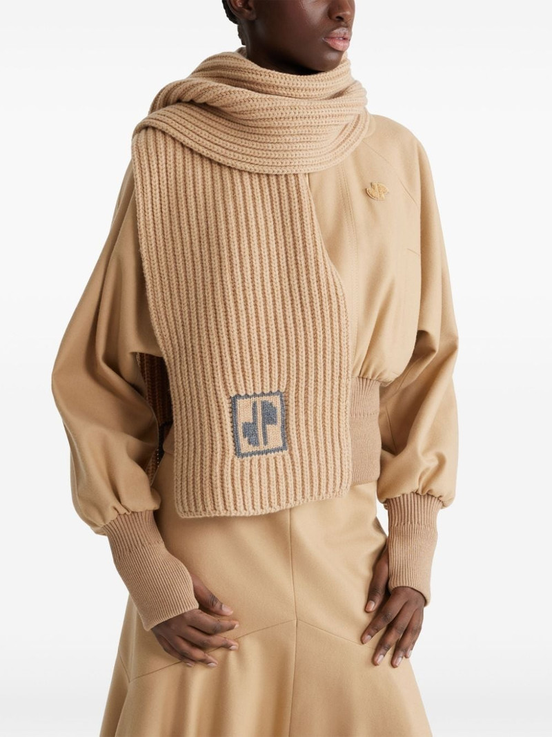 logo-intarsia wool ribbed scarf 3