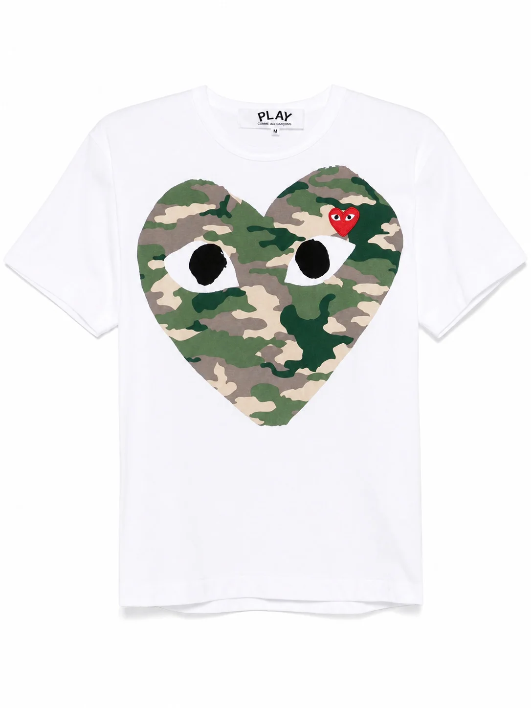 UNISEX SHORT SLEEVE CAMOUFLAGE SHIRT RED HEART - WHITE - 1